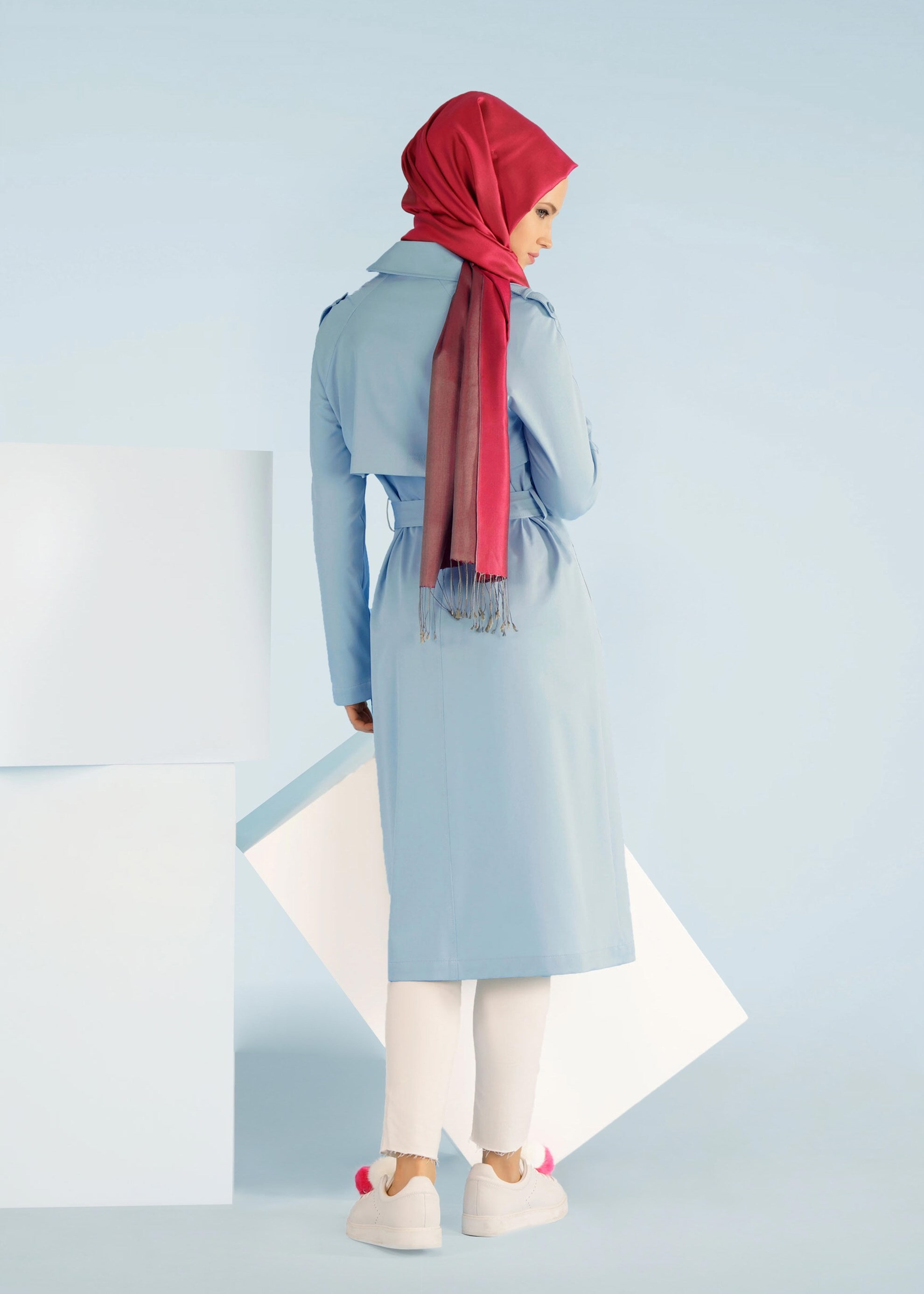 Tesettür giyim MAVİ 1019 YAREN 43717 TRENCH 38/46 TEK38