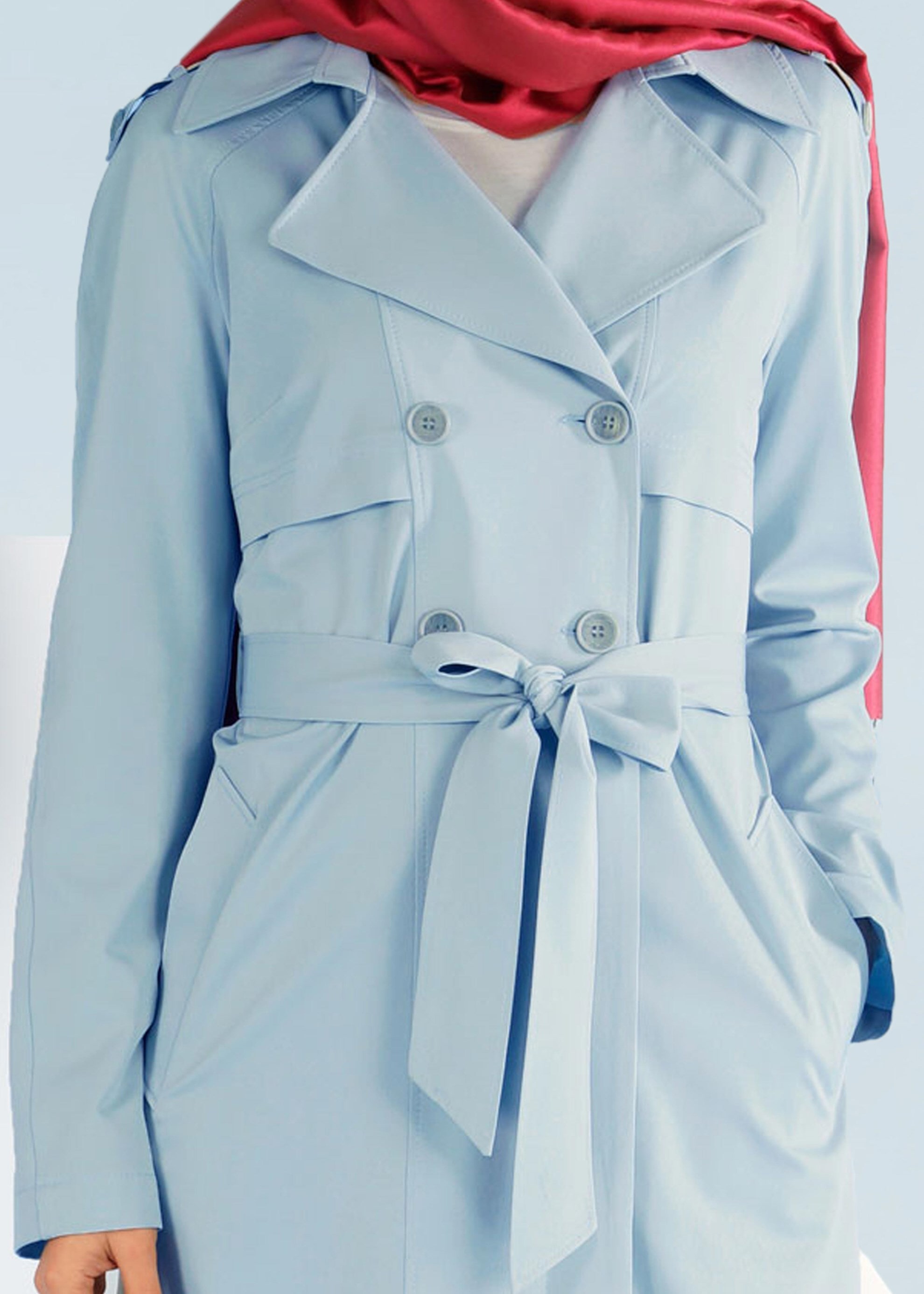 Tesettür giyim MAVİ 1019 YAREN 43717 TRENCH 38/46 TEK38