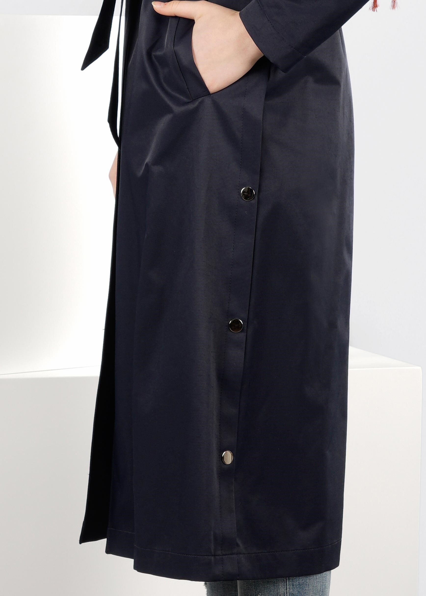 Tesettür giyim LACİVERT CEPLİ KUŞAKLI TRENÇKOT 1032