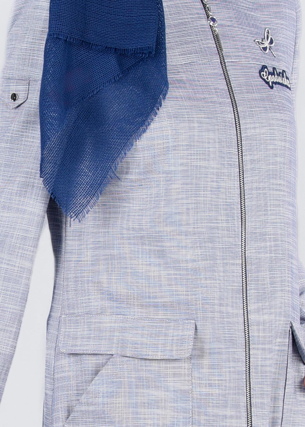 Tesettür giyim LACİVERT FERMUARLI CEPLİ TRENÇKOT 1062 