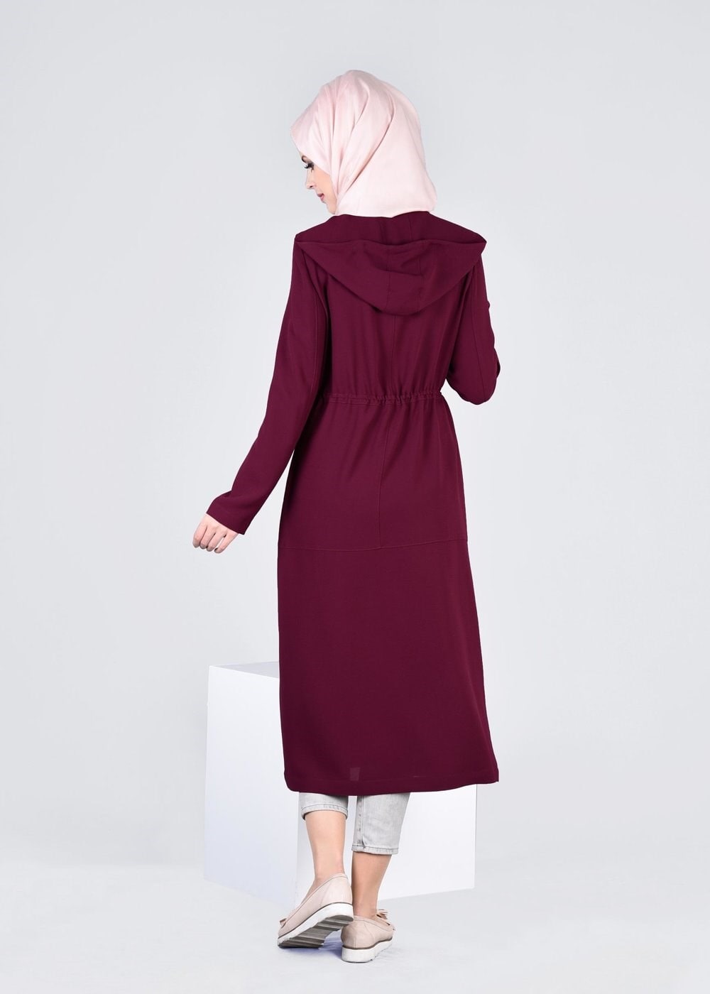 Tesettür giyim MÜRDÜM FERMUARLI TRENÇKOT 1094 