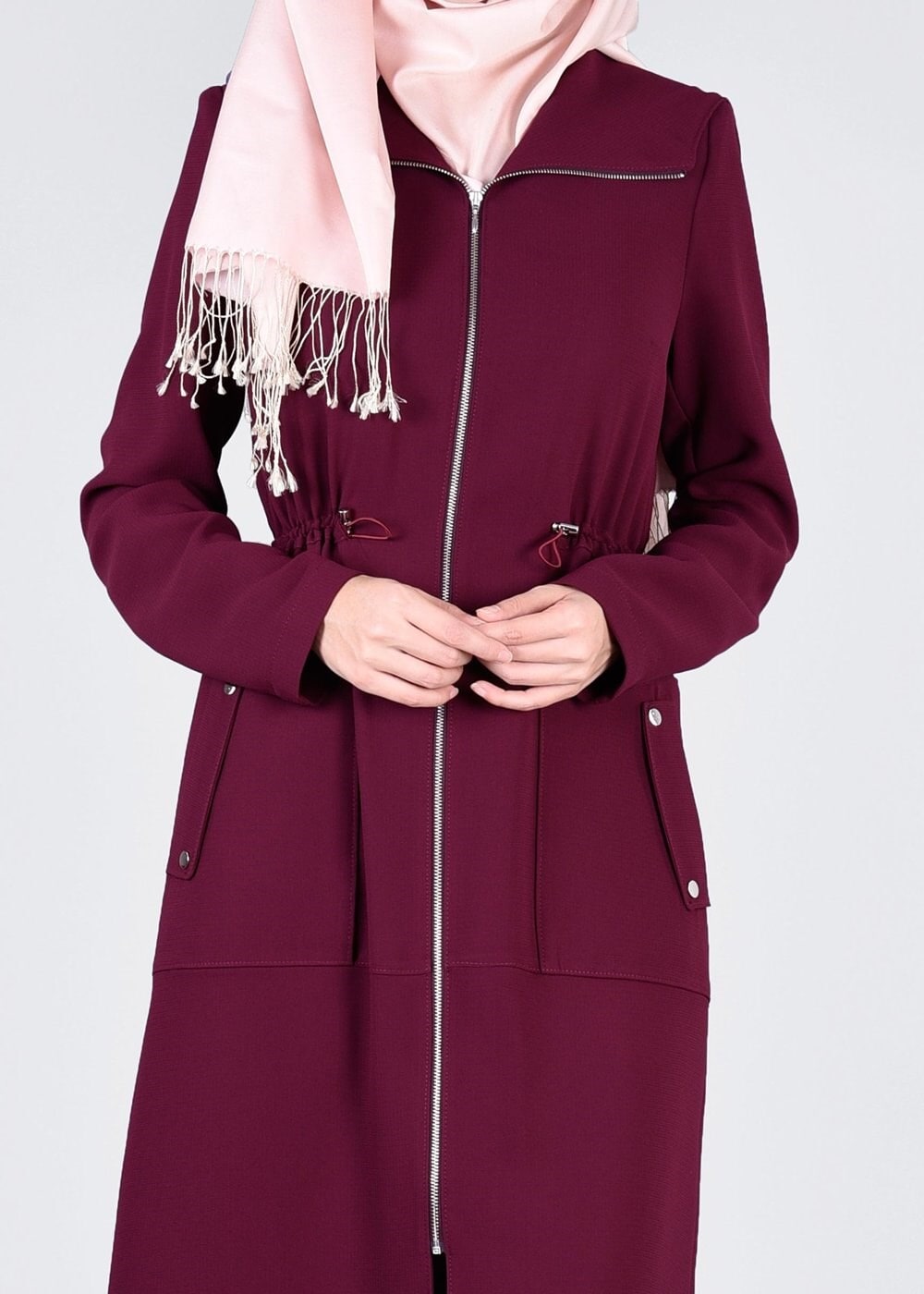 Tesettür giyim MÜRDÜM FERMUARLI TRENÇKOT 1094 