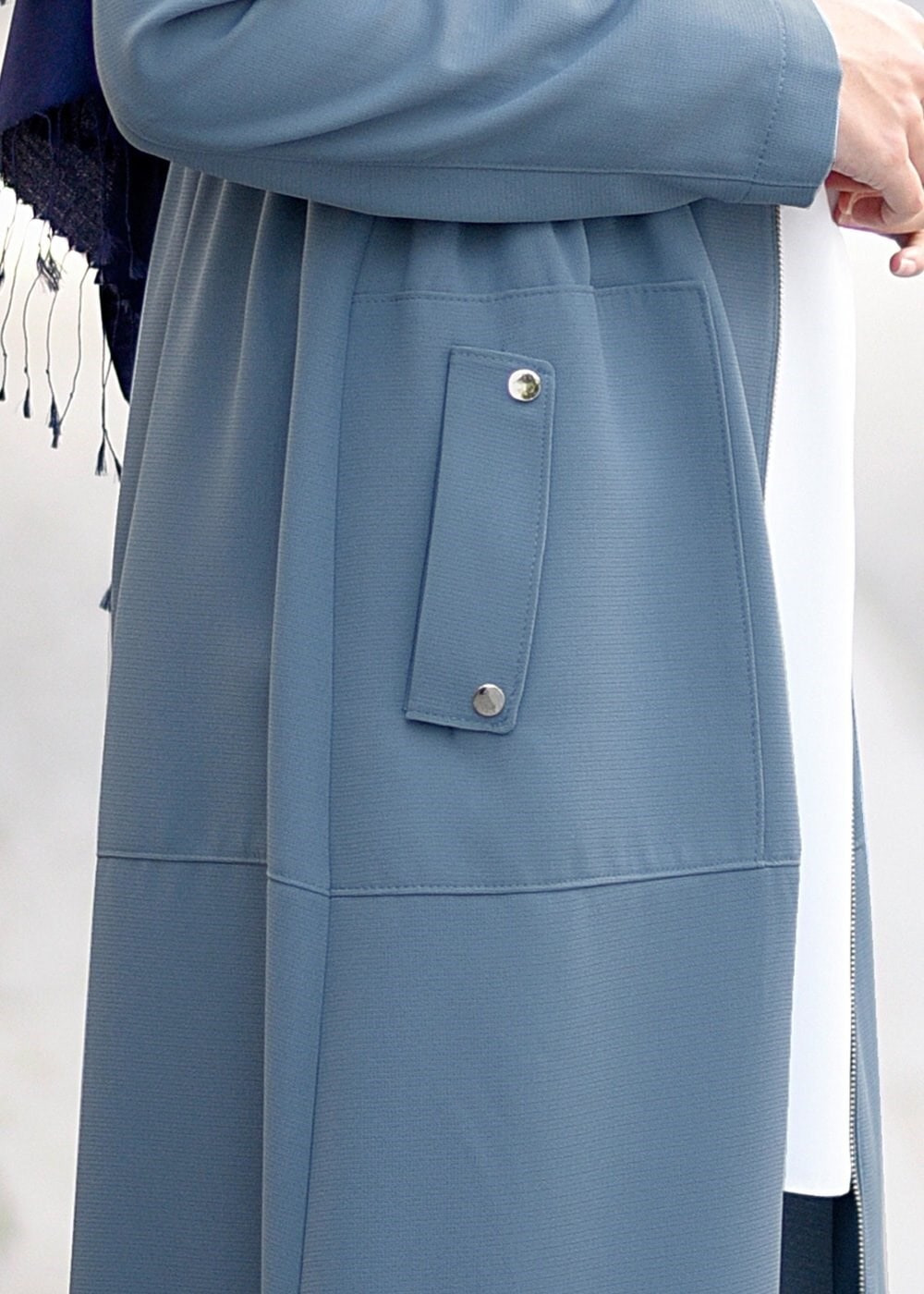 Tesettür giyim MAVİ FERMUARLI TRENÇKOT 1094 