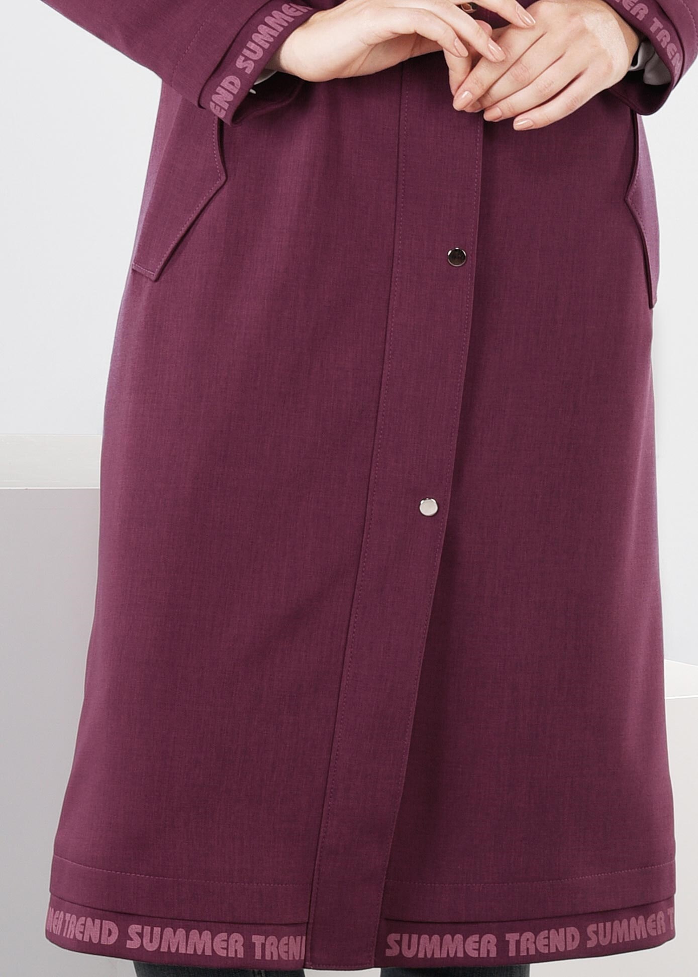 Tesettür giyim MOR YAZI DETAYLI ÇITÇITLI TUNİK 1104