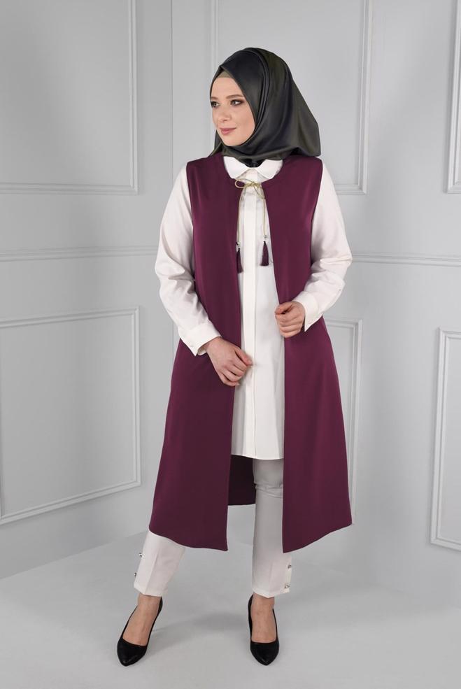 Hijab clothing DAMSON FLORAL EMBROIDERED VEST 2721  - ALVİNA