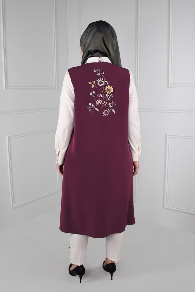 Hijab clothing DAMSON FLORAL EMBROIDERED VEST 2721  - ALVİNA