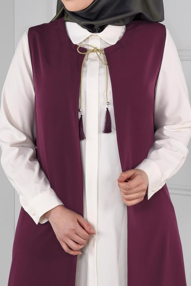 Hijab clothing DAMSON FLORAL EMBROIDERED VEST 2721  - ALVİNA