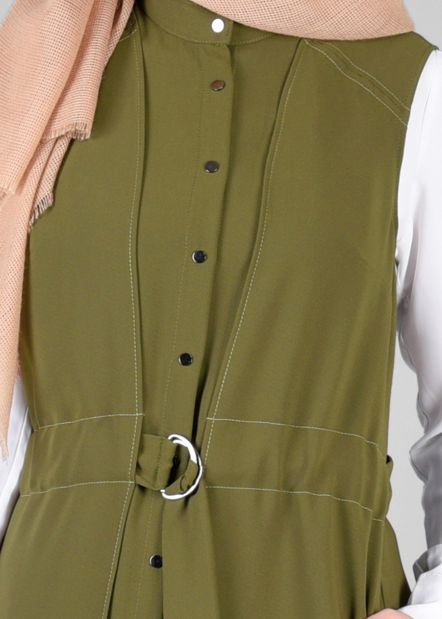 Tesettür giyim HAKİ 4128 ELVAN 3731 YELEK 38/46 TEK40