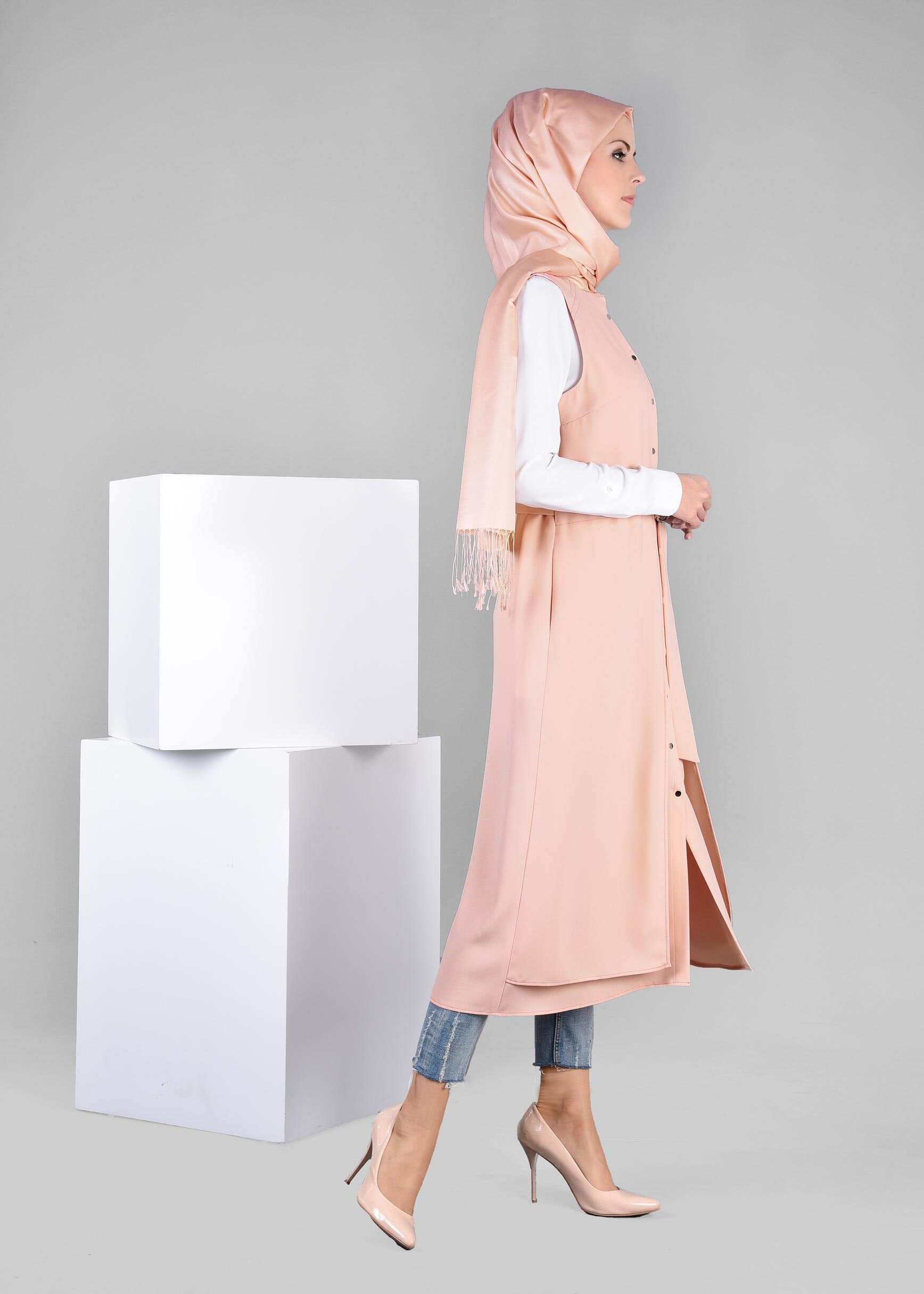 Tesettür giyim PUDRA 4128 ELVAN 3731 YELEK 38/46 TEK40