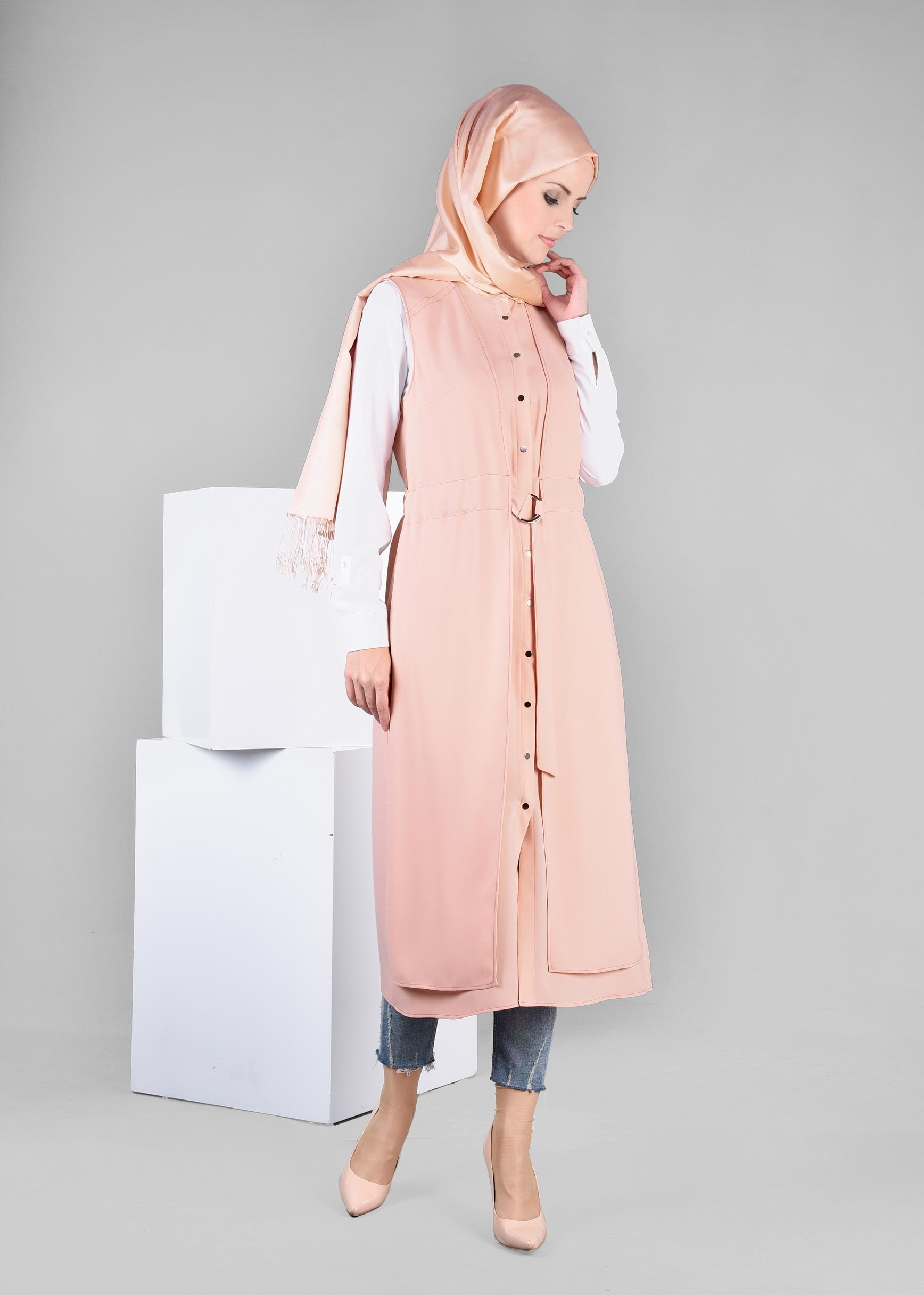 Tesettür giyim PUDRA 4128 ELVAN 3731 YELEK 38/46 TEK40