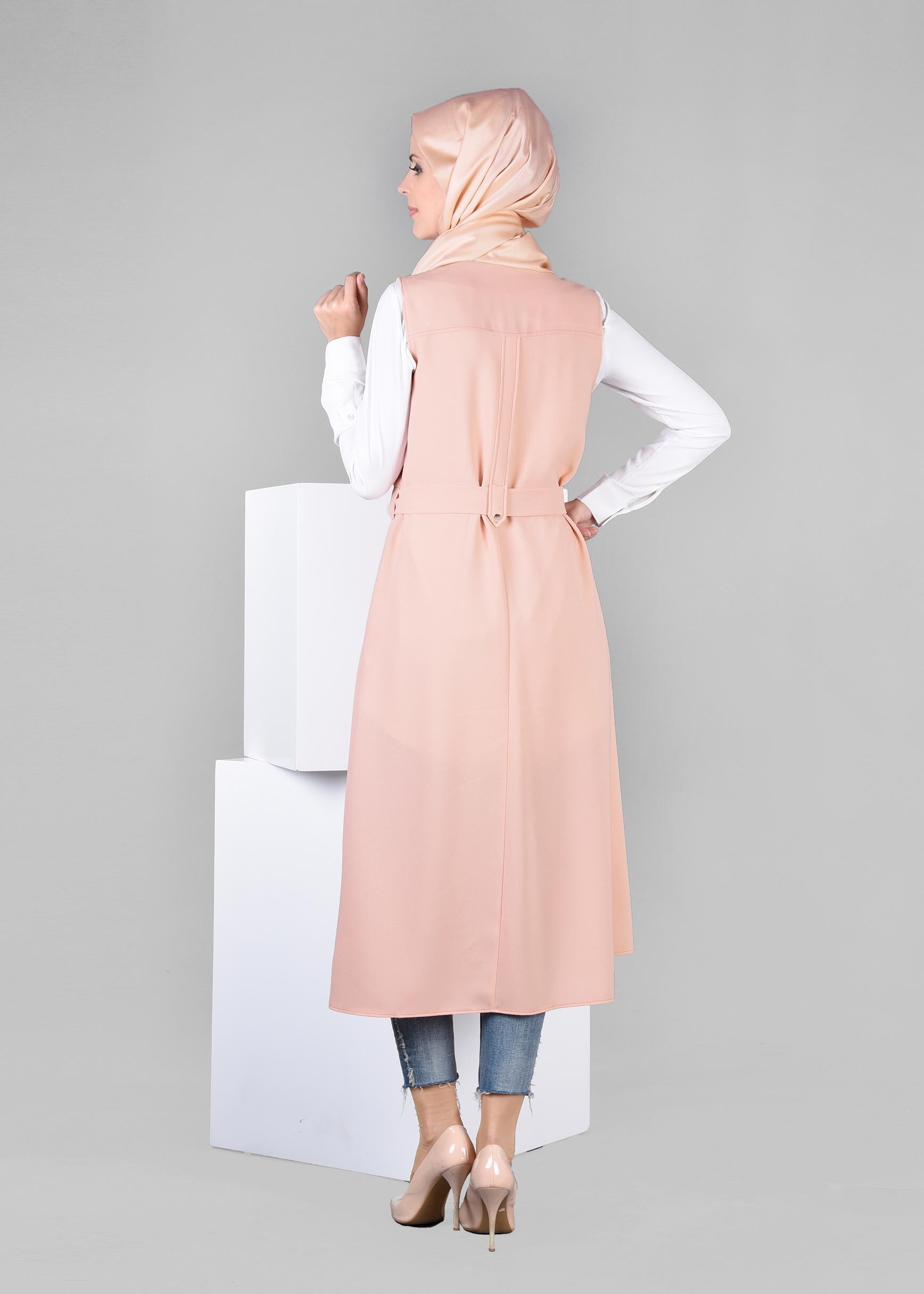 Tesettür giyim PUDRA 4128 ELVAN 3731 YELEK 38/46 TEK40