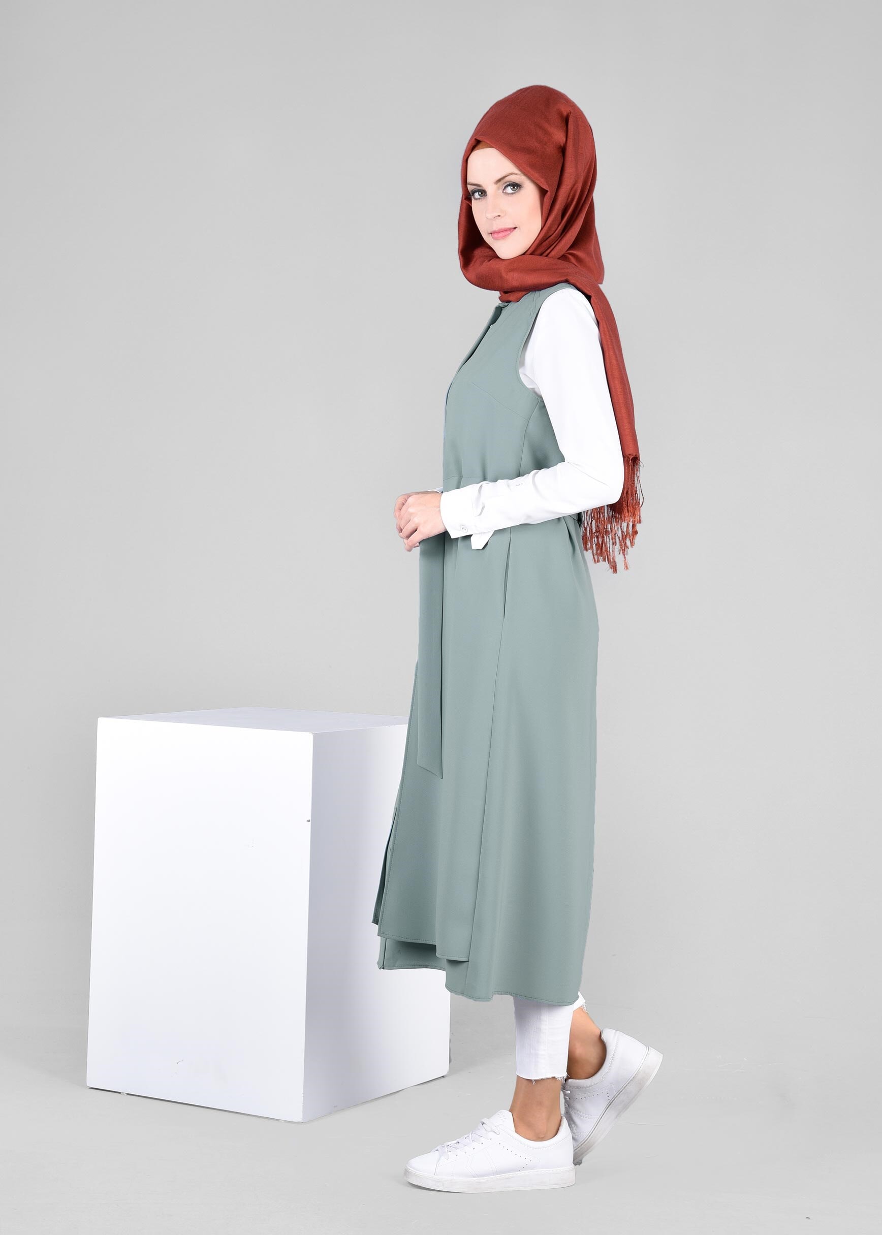 Tesettür giyim MAVİ 4128 ELVAN 3731 YELEK 38/46 TEK40