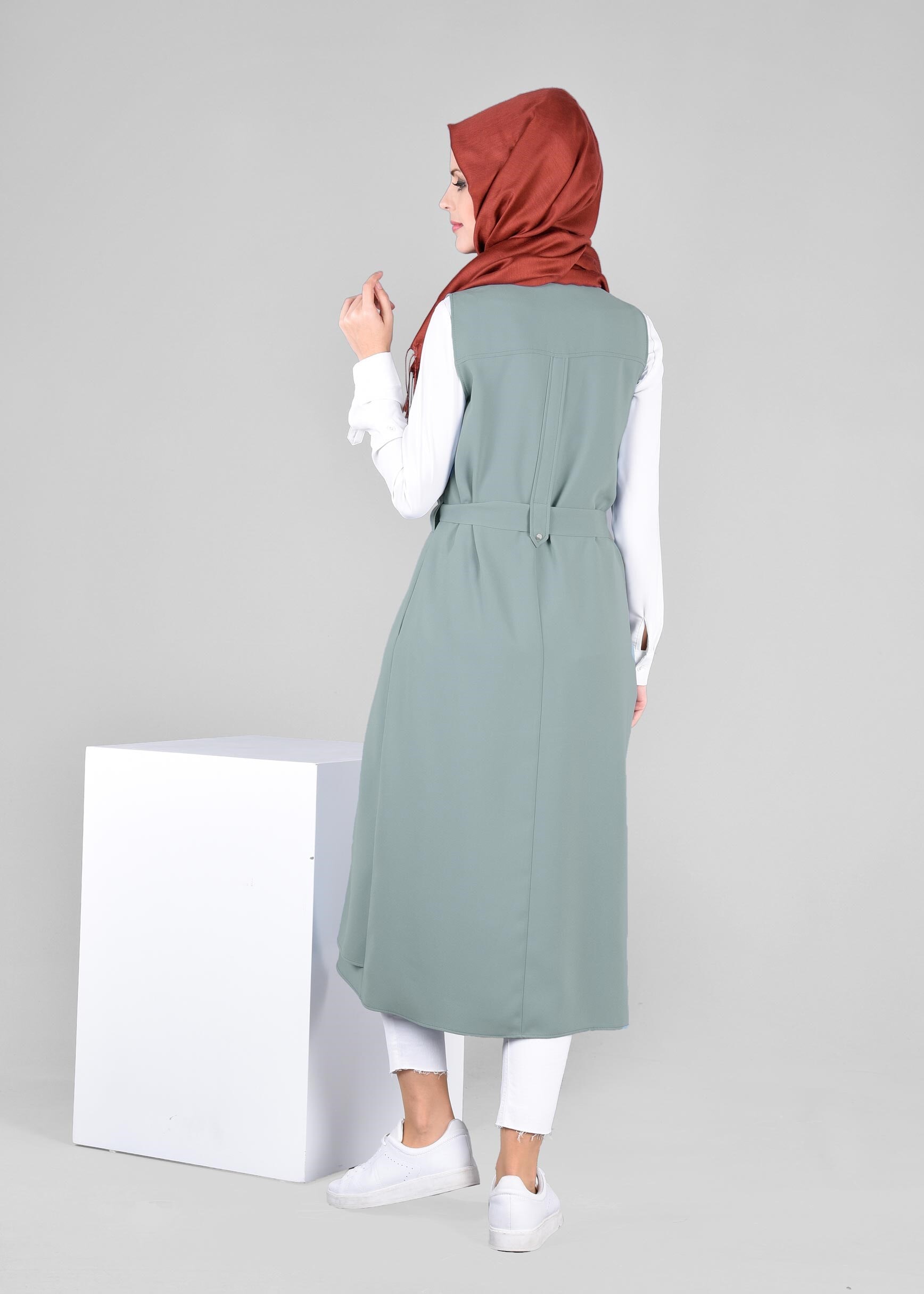 Tesettür giyim MAVİ 4128 ELVAN 3731 YELEK 38/46 TEK40