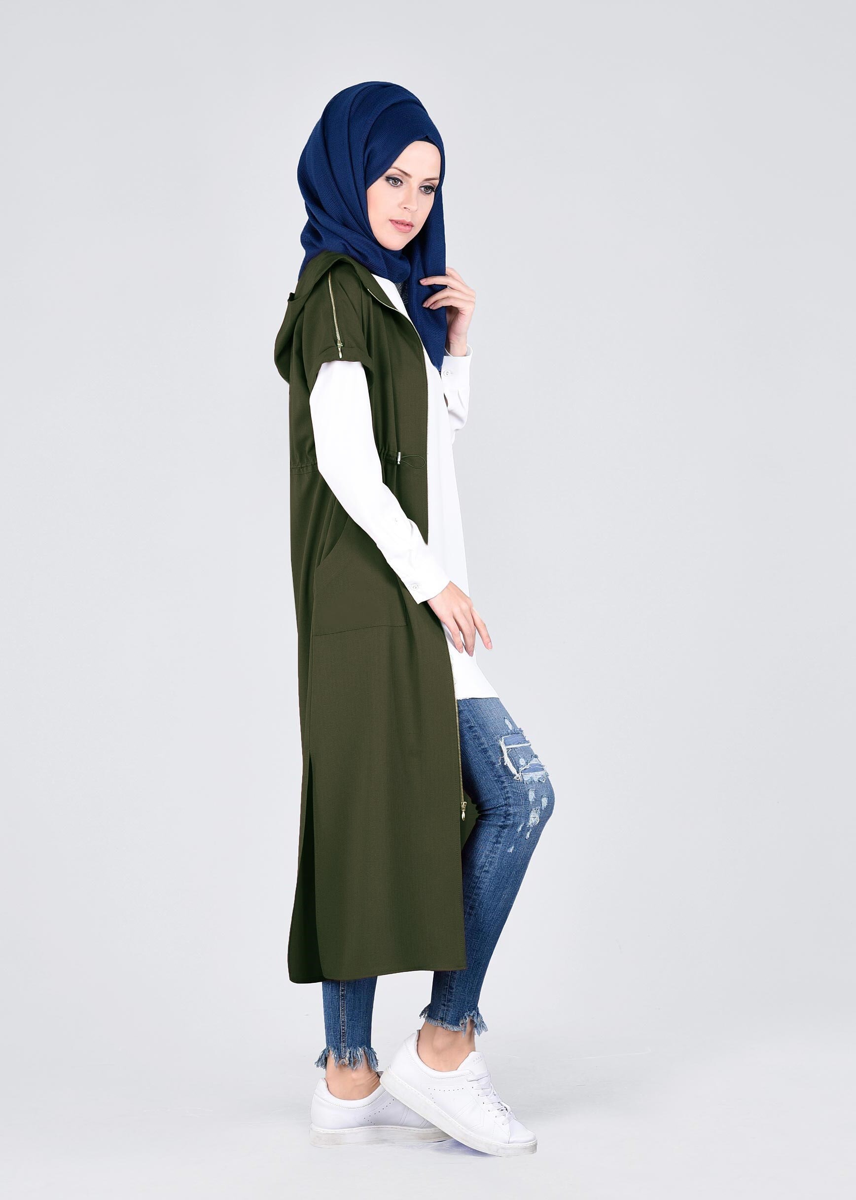 Tesettür giyim HAKİ 4203 ESTE 7446 YELEK 36/44 TEK38