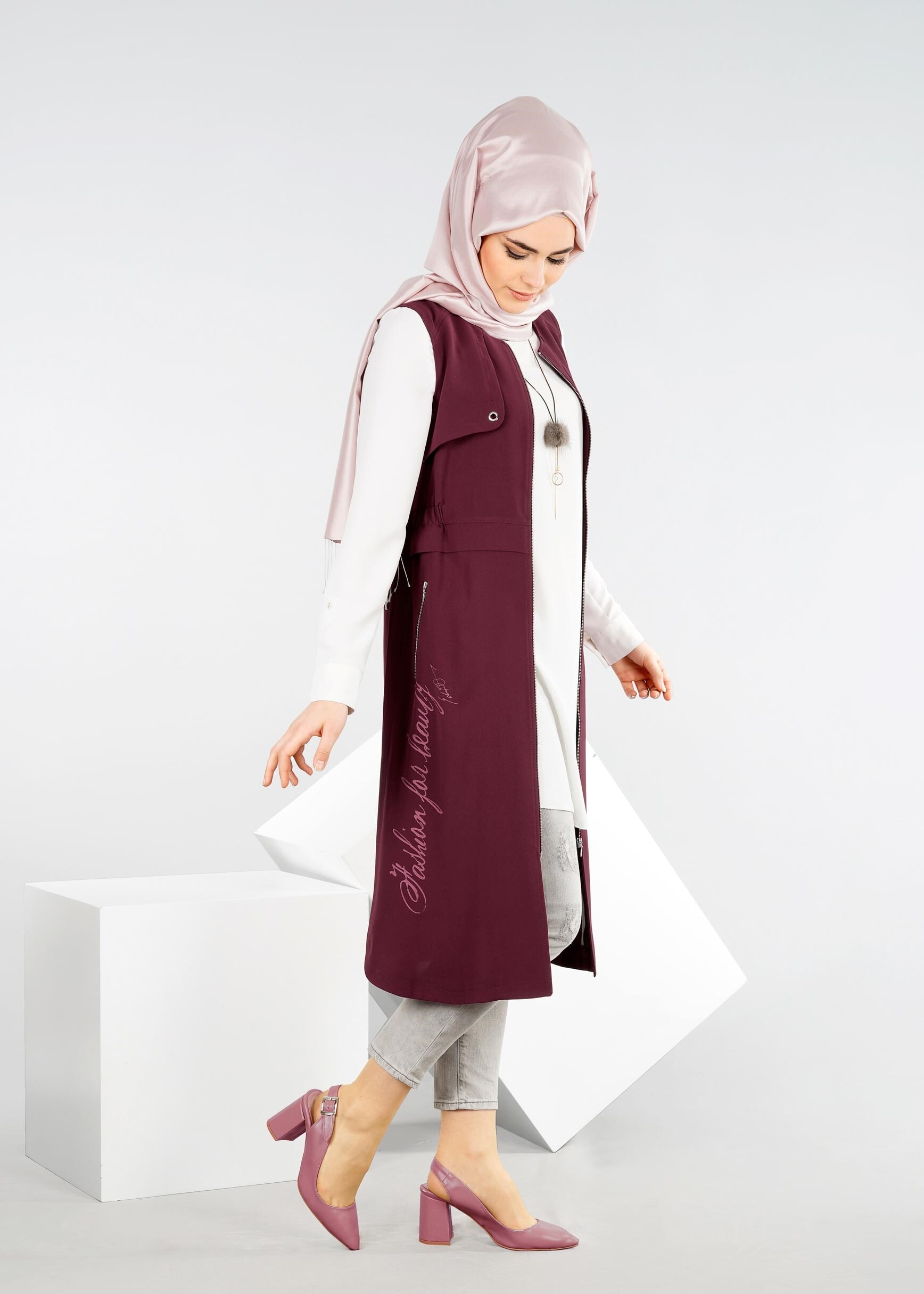Tesettür giyim BORDO 4204 7515 YELEK 36/44 TEK38