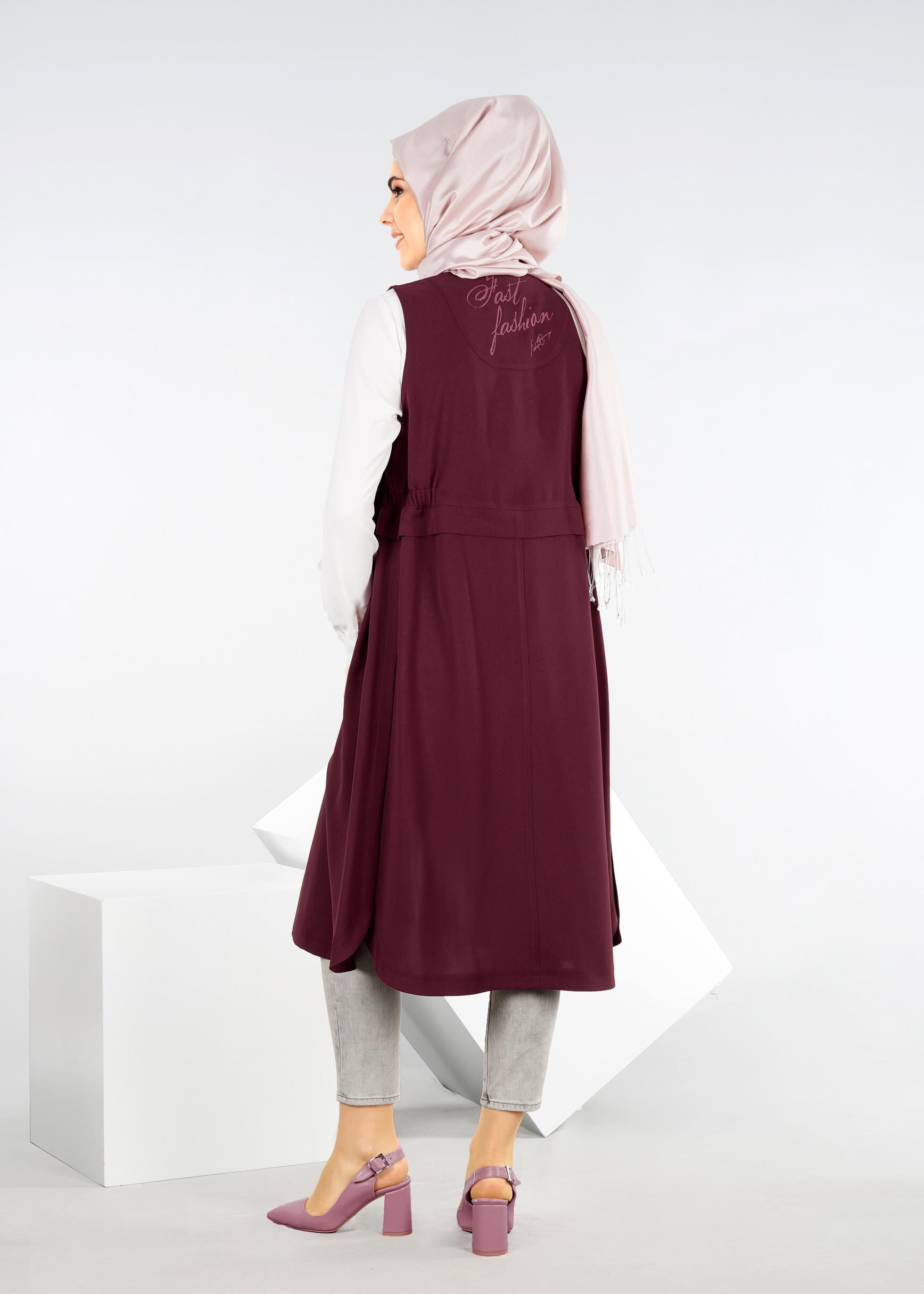 Tesettür giyim BORDO 4204 7515 YELEK 36/44 TEK38