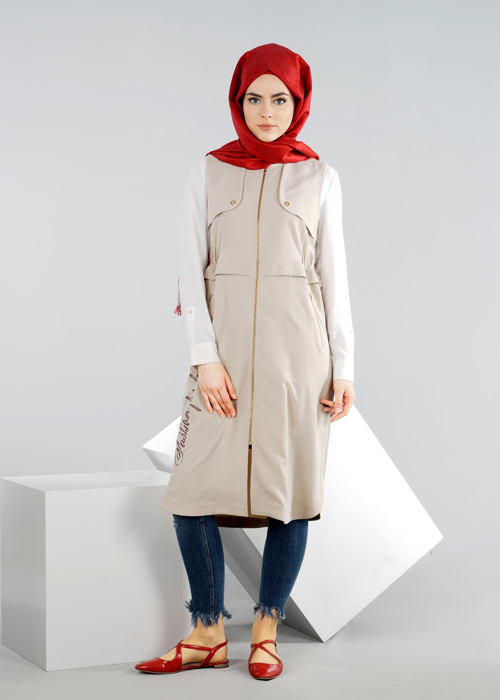 Tesettür giyim BEJ 4204 7515 YELEK 36/44 TEK38