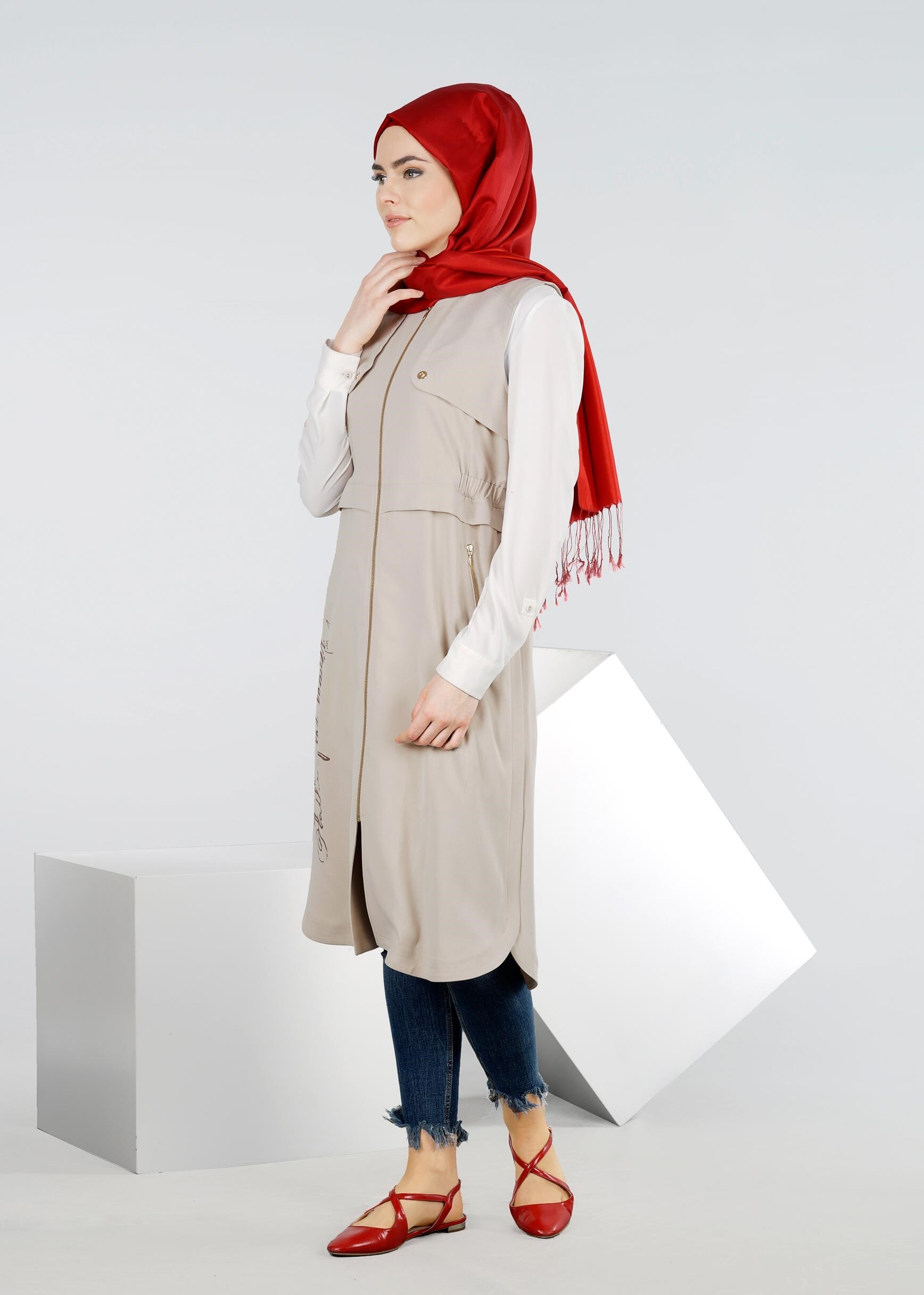 Tesettür giyim BEJ 4204 7515 YELEK 36/44 TEK38