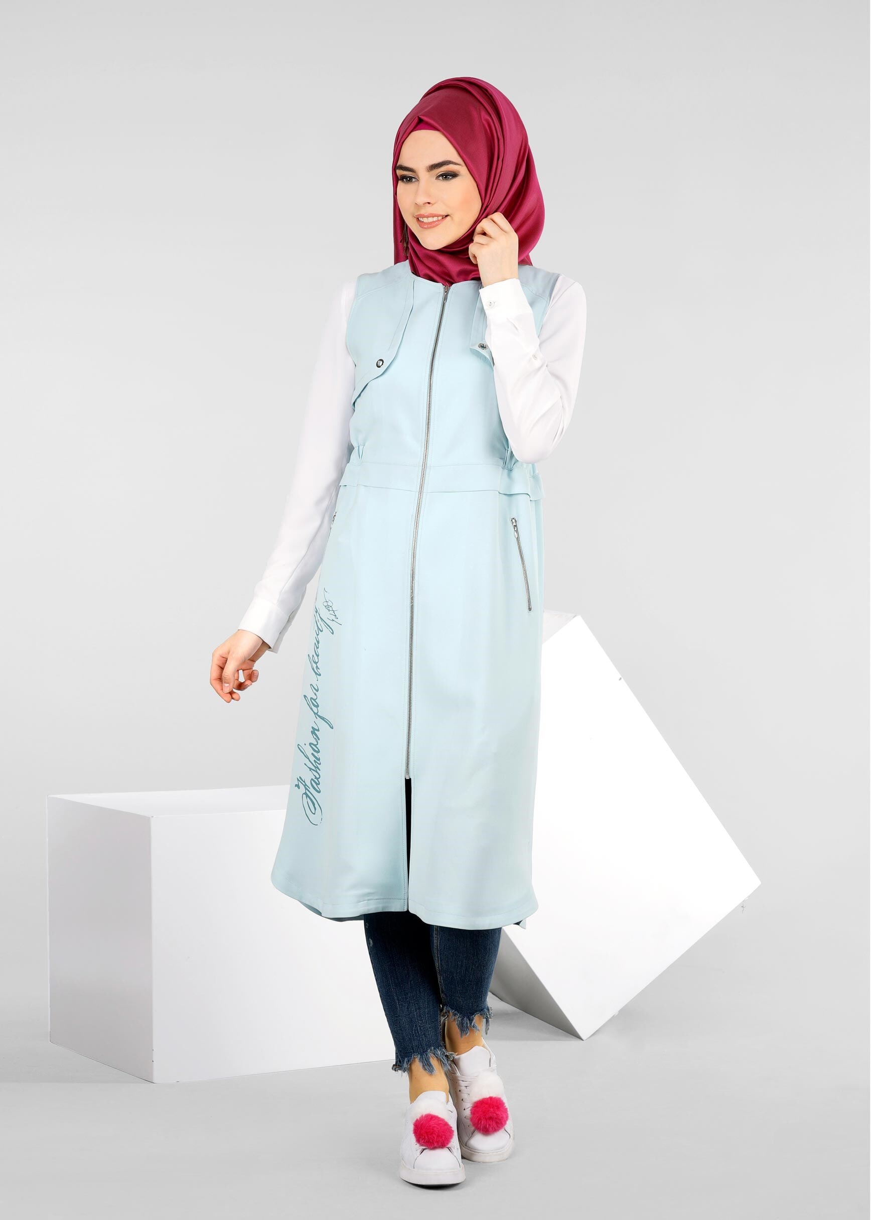 Tesettür giyim MAVİ 4204 7515 YELEK 36/44 TEK38