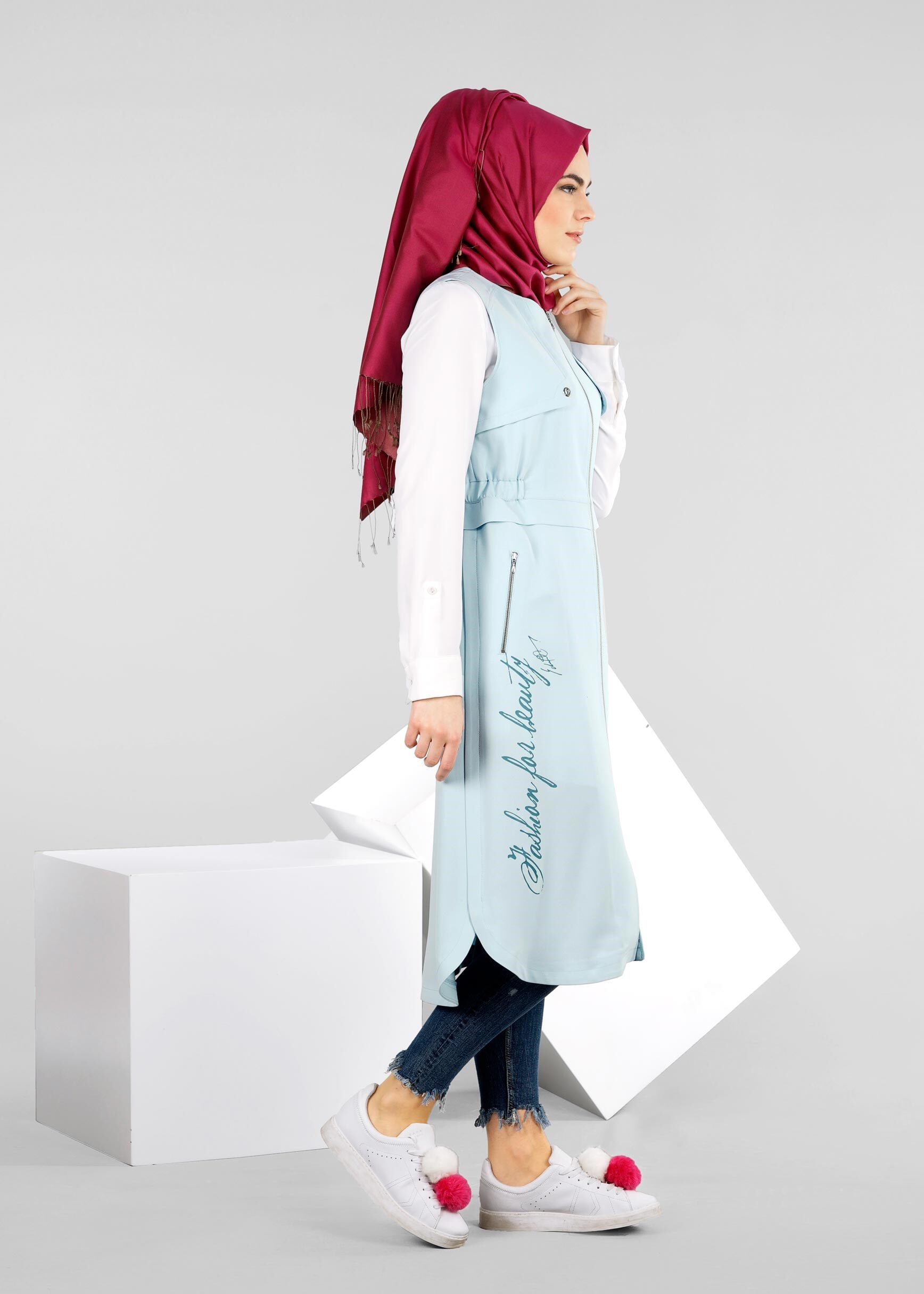 Tesettür giyim MAVİ 4204 7515 YELEK 36/44 TEK38