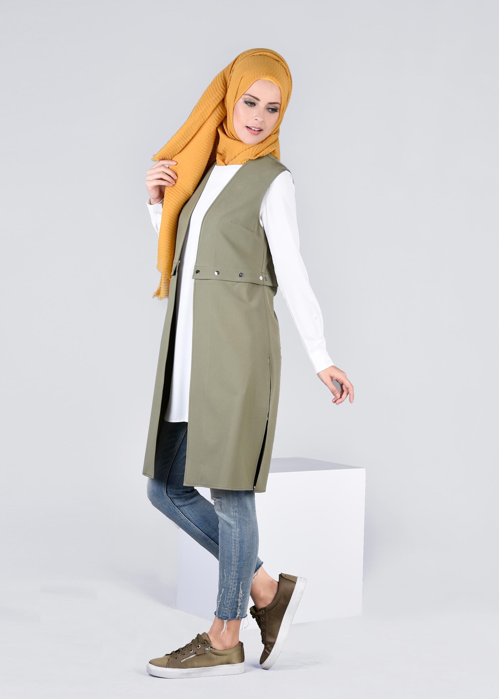 Tesettür giyim HAKİ 4206 ZADE YELEK 38/44 TEK36