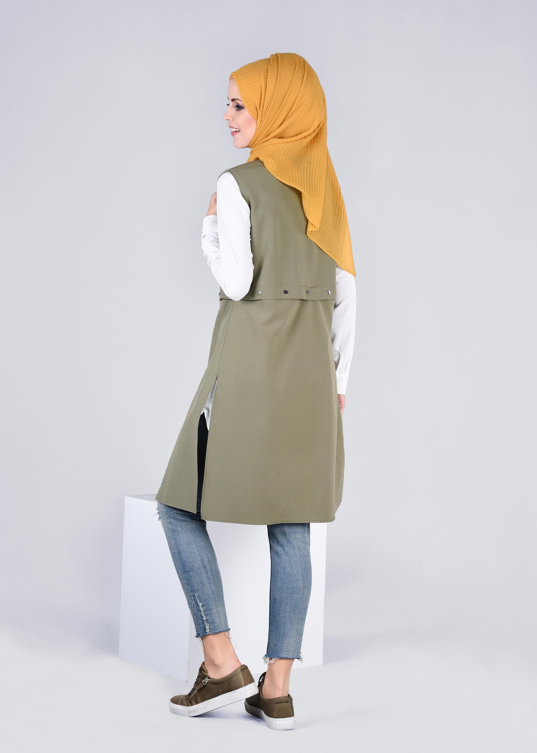 Tesettür giyim HAKİ 4206 ZADE YELEK 38/44 TEK36