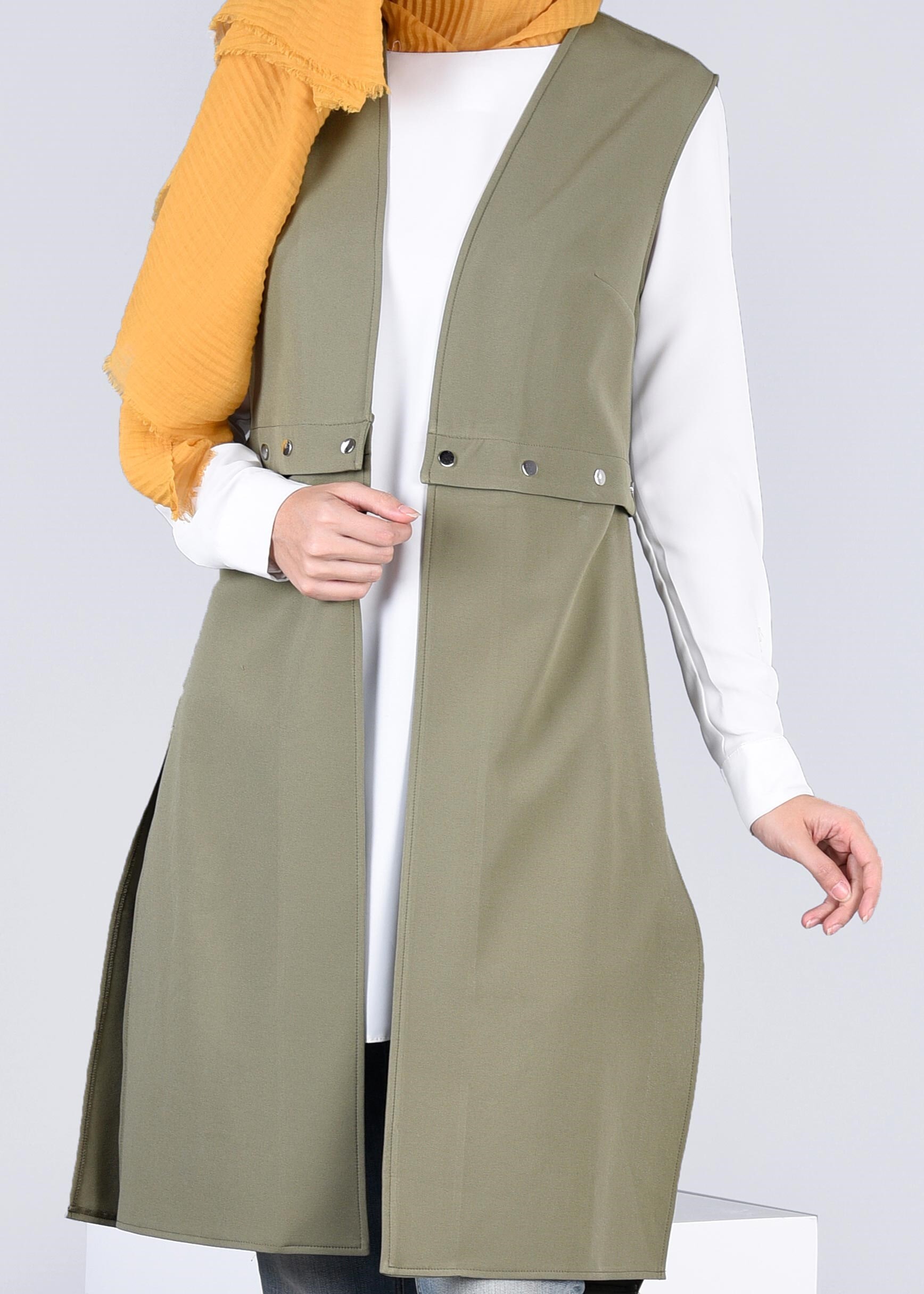 Tesettür giyim HAKİ 4206 ZADE YELEK 38/44 TEK36