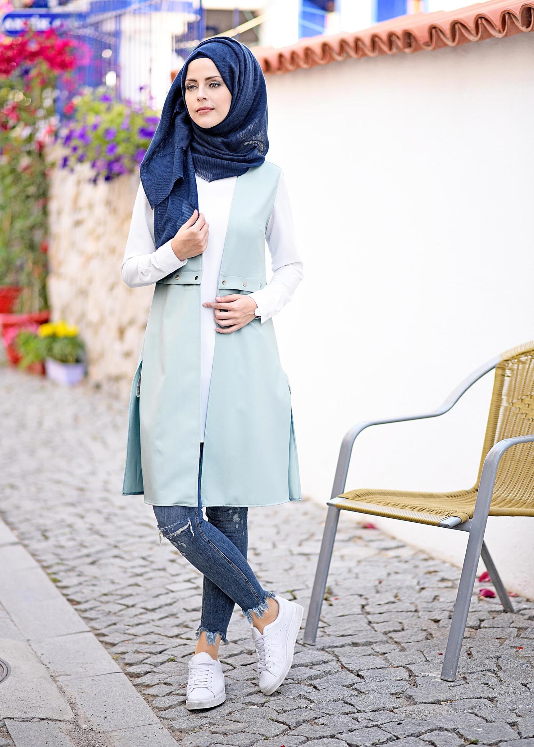 Tesettür giyim MAVİ 4206 ZADE YELEK 38/44 TEK36