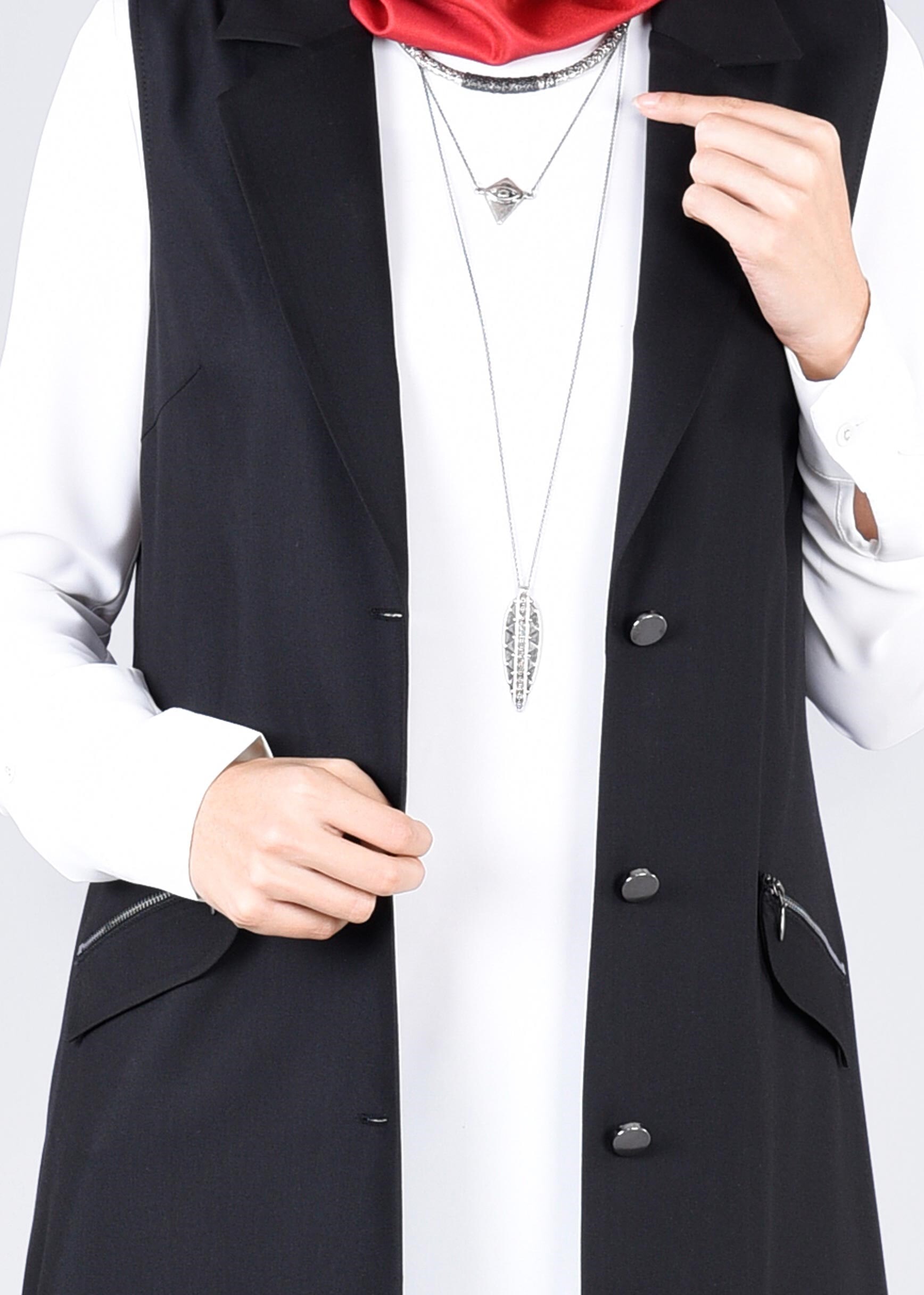 Tesettür giyim SİYAH 4216 LİFE TESETTÜR YELEK 38/48