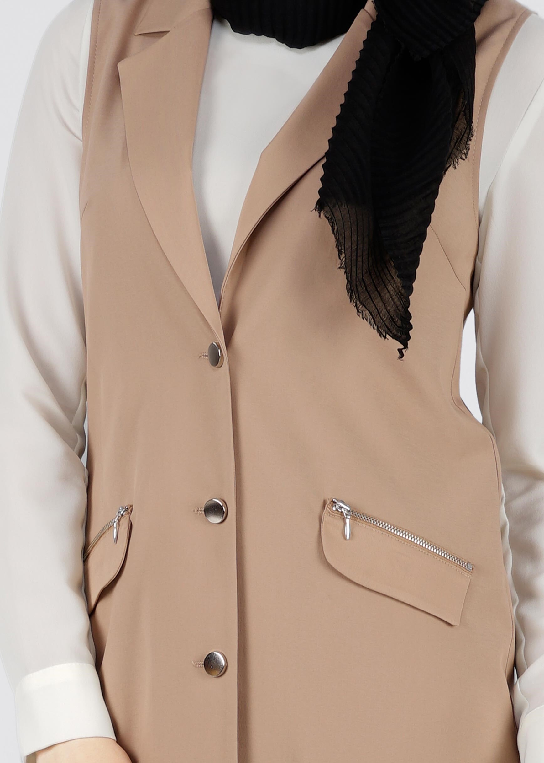 Tesettür giyim KAHVE 4216 LİFE TESETTÜR YELEK 38/48