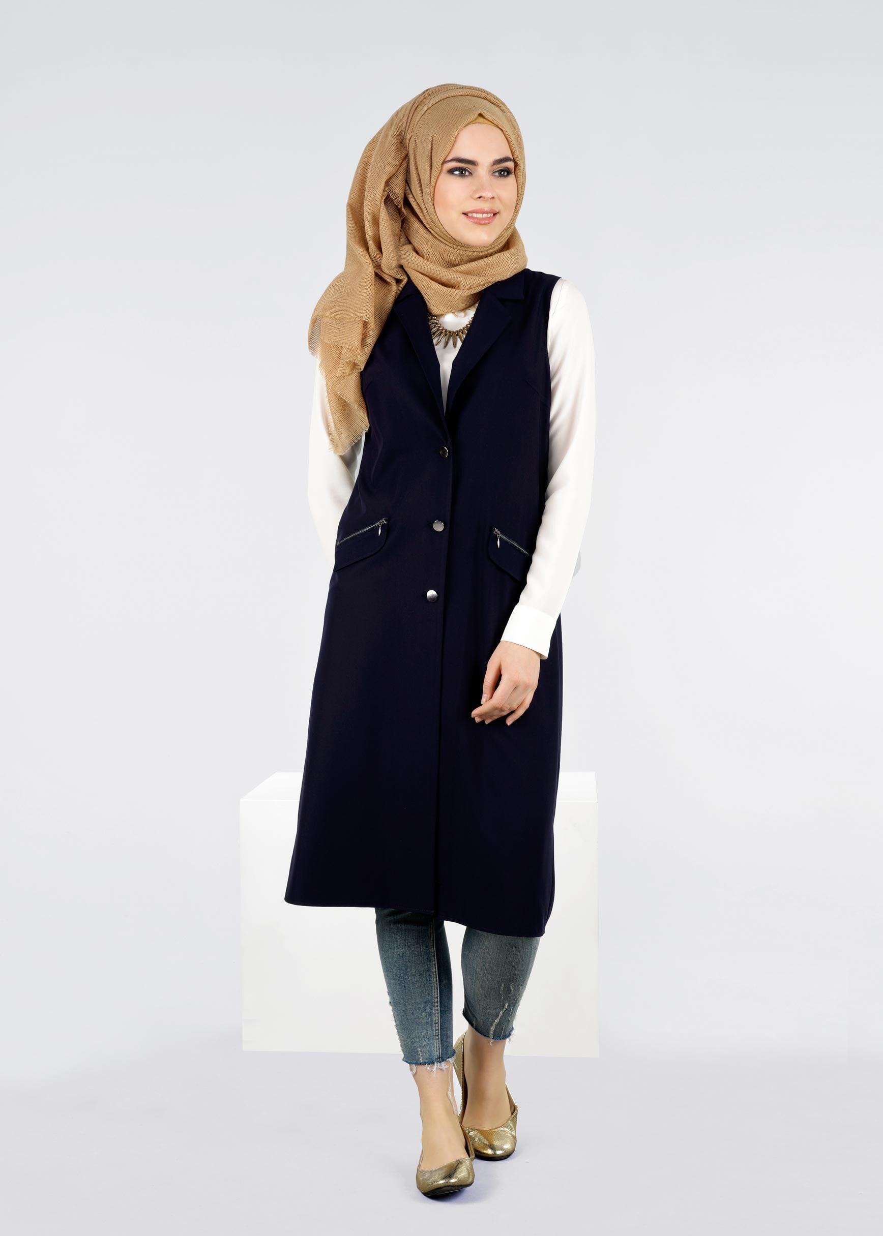 Tesettür giyim LACİVERT 4216 LİFE TESETTÜR YELEK 38/48