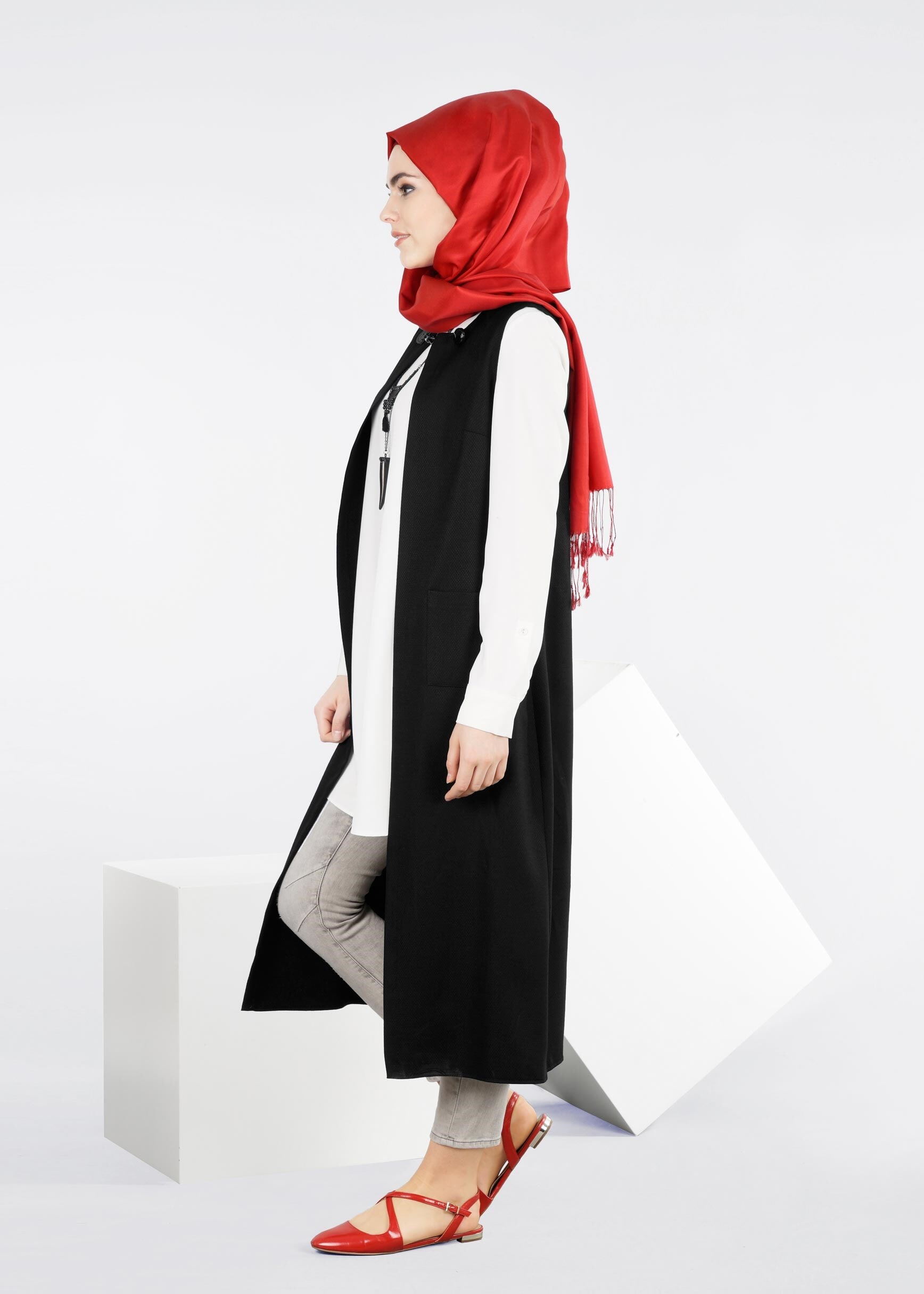 Tesettür giyim SİYAH 4217 SHADOW YELEK 38/46 TEK40