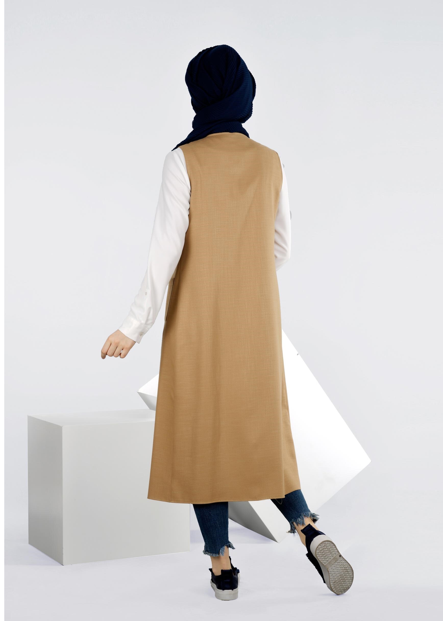 Tesettür giyim KAHVE 4217 SHADOW YELEK 38/46 TEK40