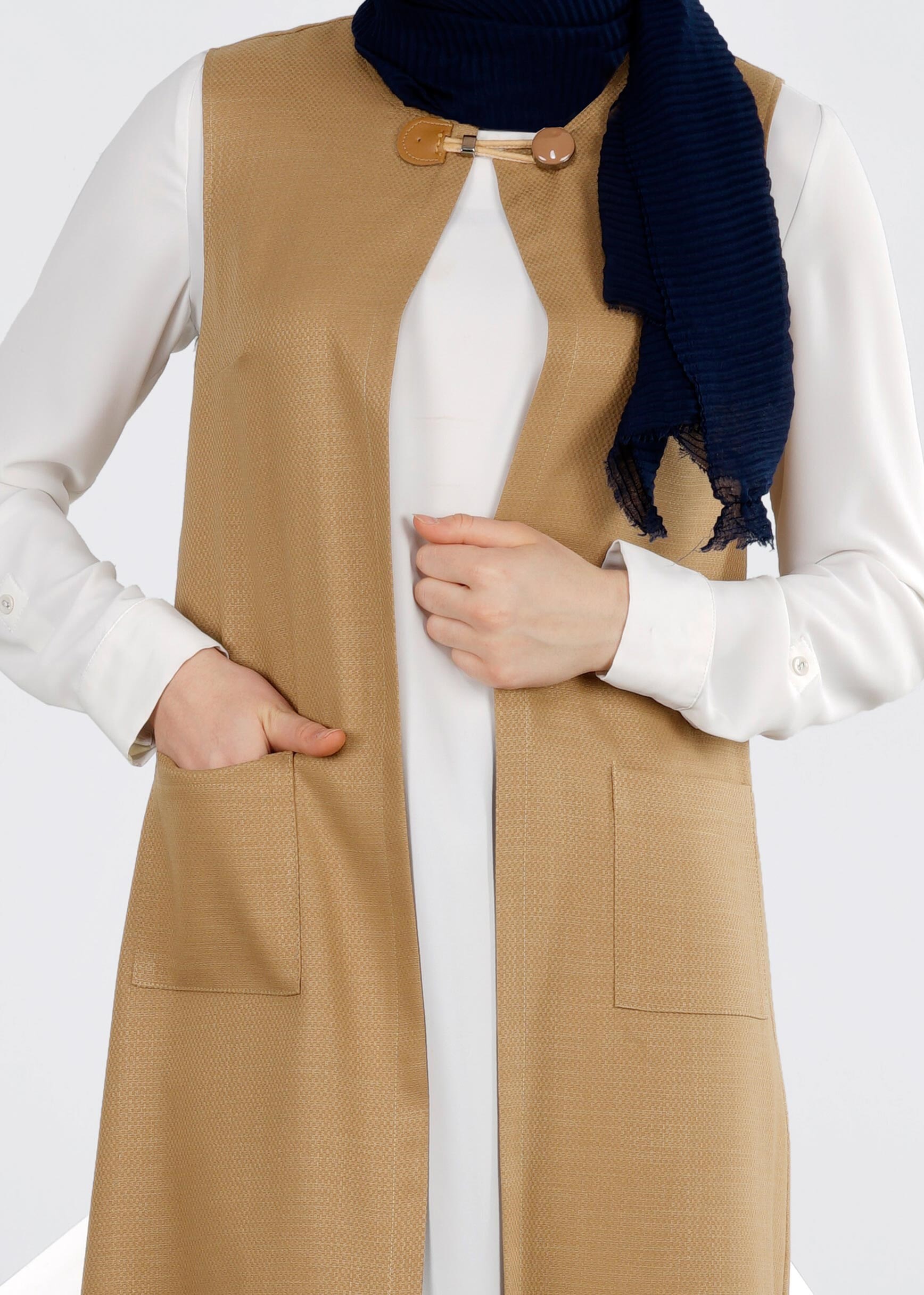 Tesettür giyim KAHVE 4217 SHADOW YELEK 38/46 TEK40