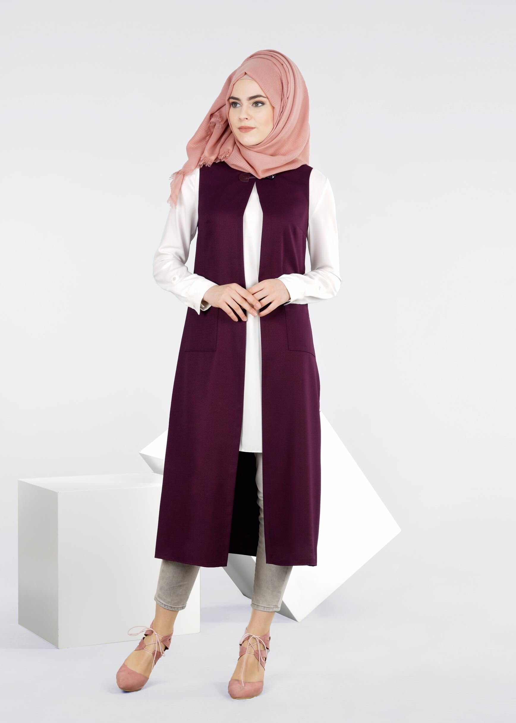 Tesettür giyim MÜRDÜM 4217 SHADOW YELEK 38/46 TEK40