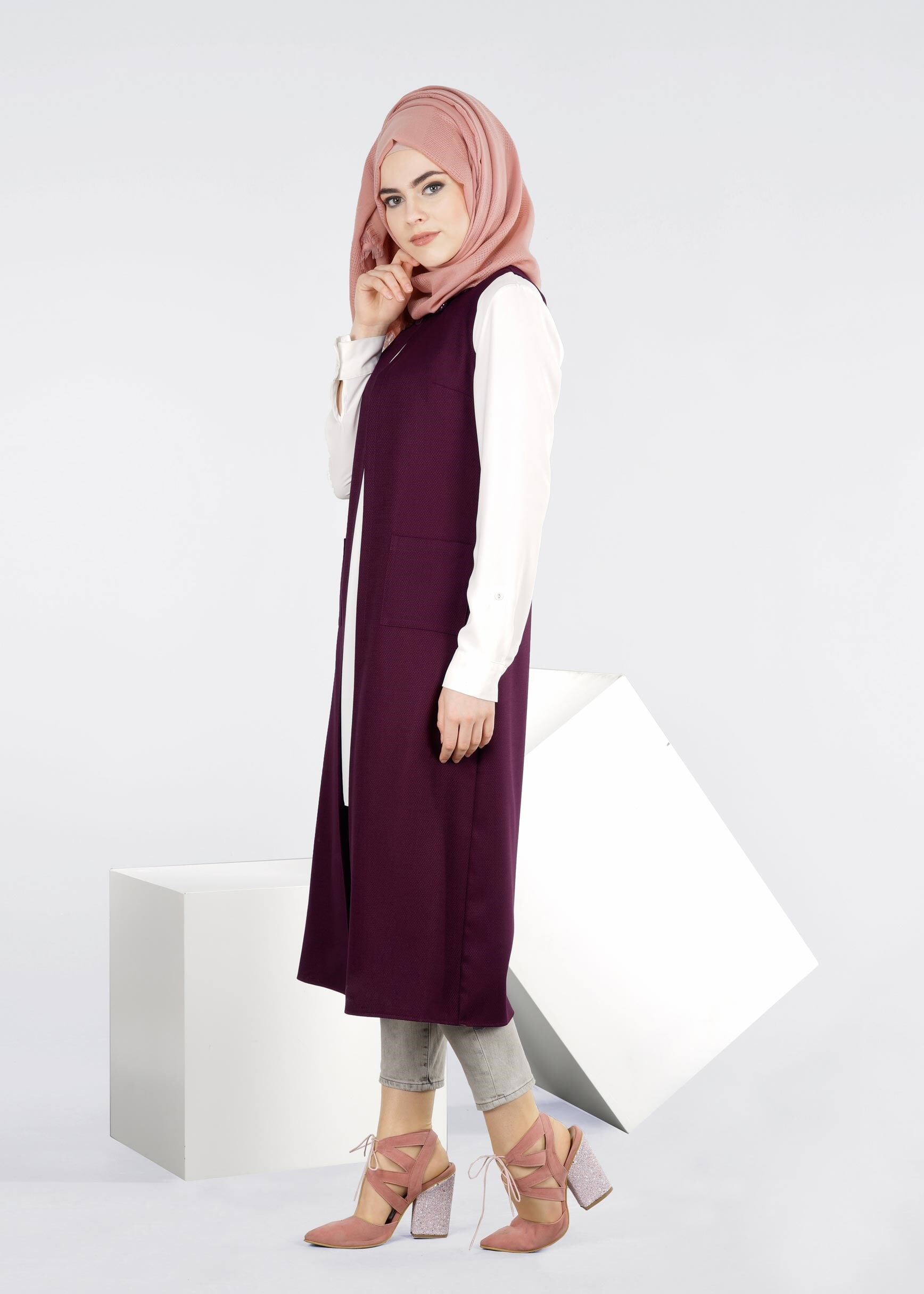 Tesettür giyim MÜRDÜM 4217 SHADOW YELEK 38/46 TEK40