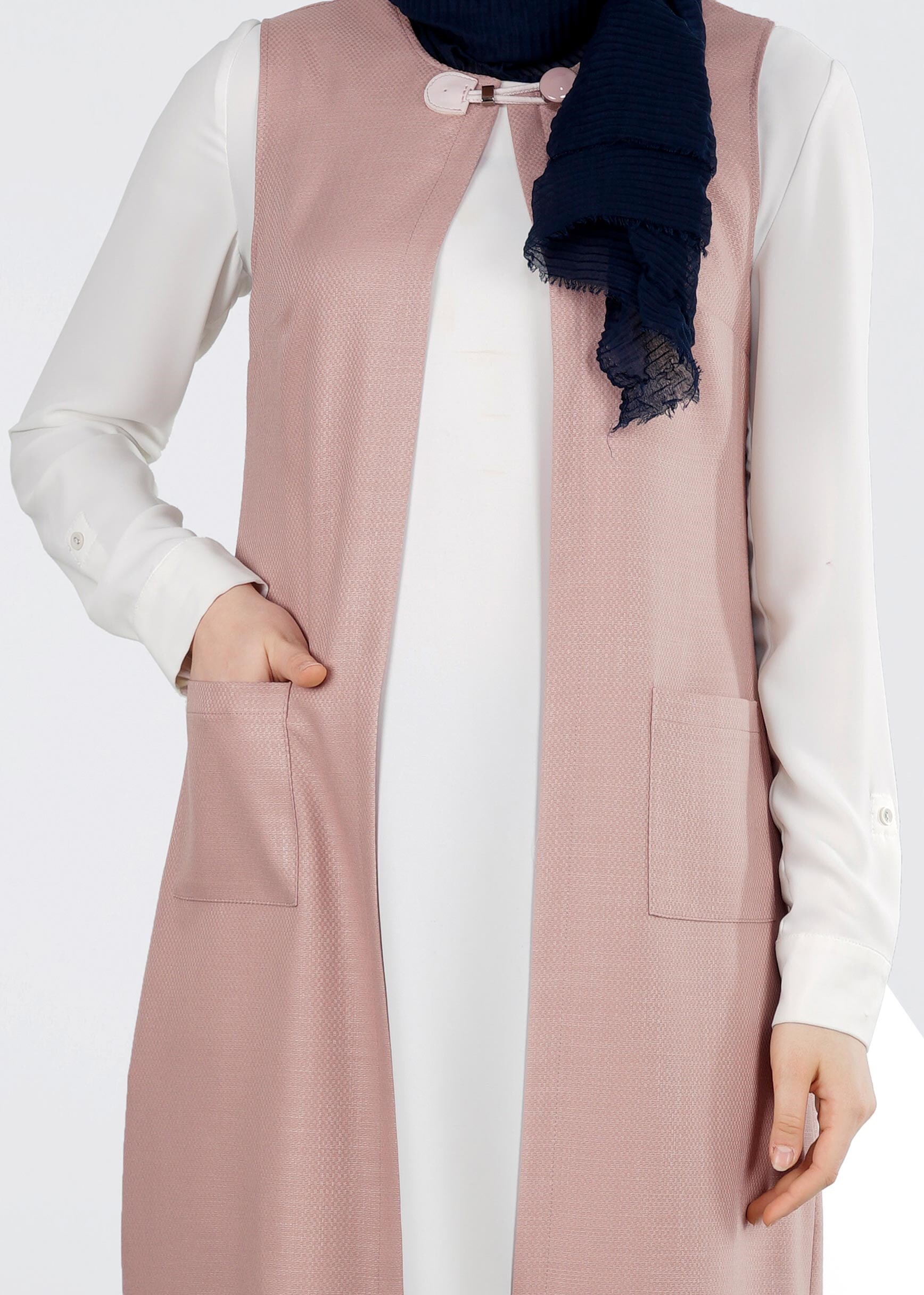 Tesettür giyim PUDRA 4217 SHADOW YELEK 38/46 TEK40