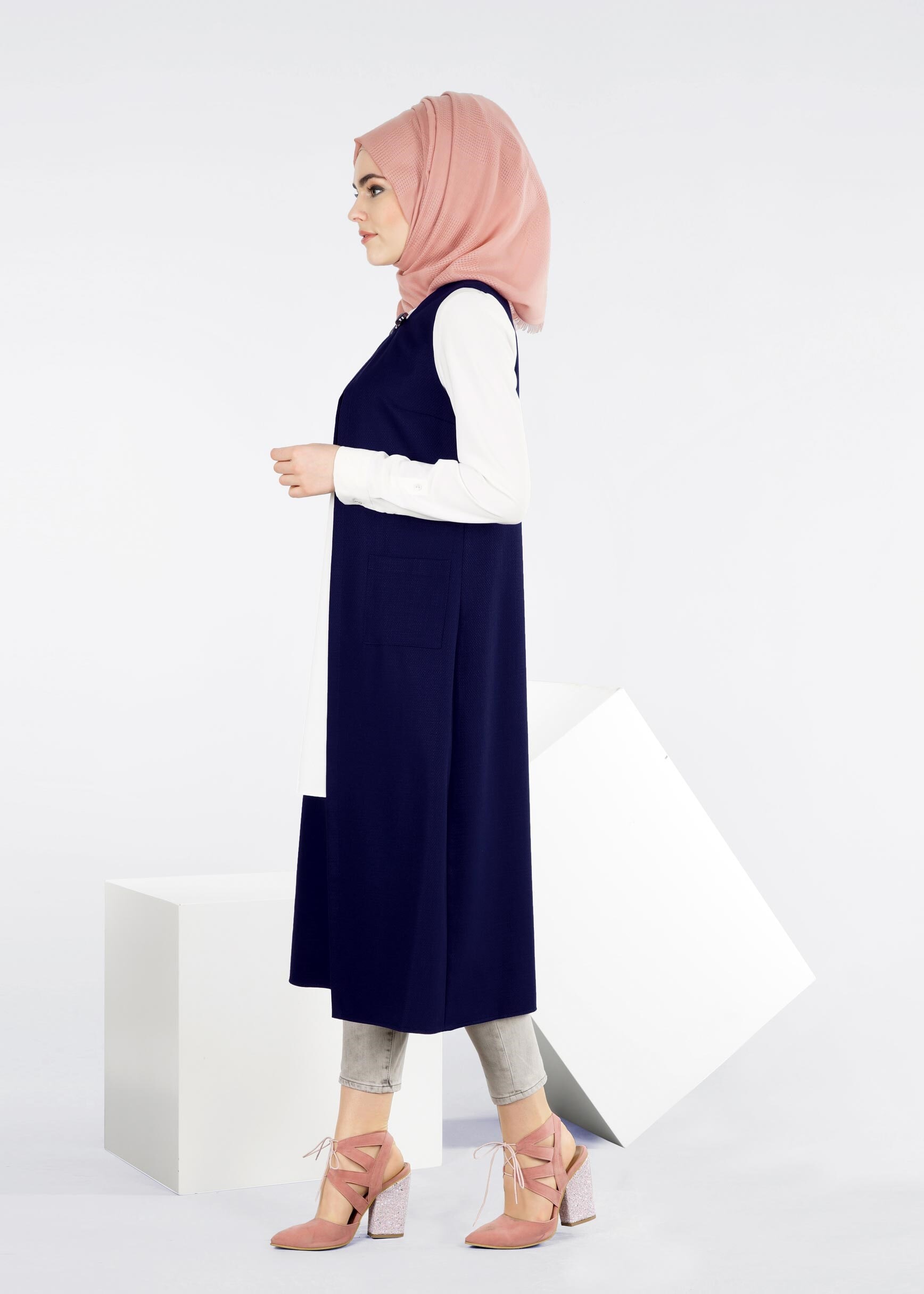 Tesettür giyim LACİVERT 4217 SHADOW YELEK 38/46 TEK40