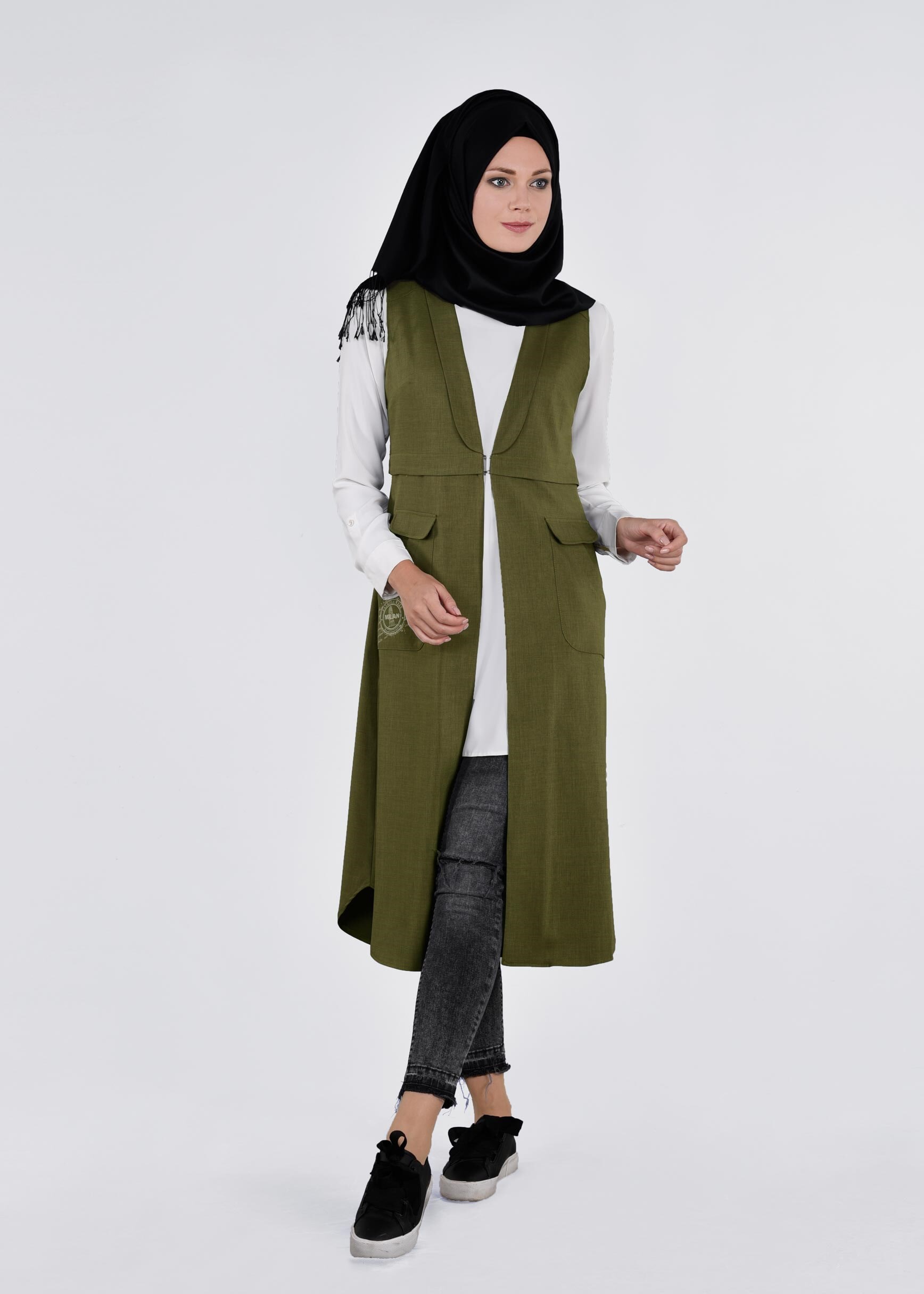 Tesettür giyim YEŞİL 4271 STİL 8563 YELEK 38/46 TEK40