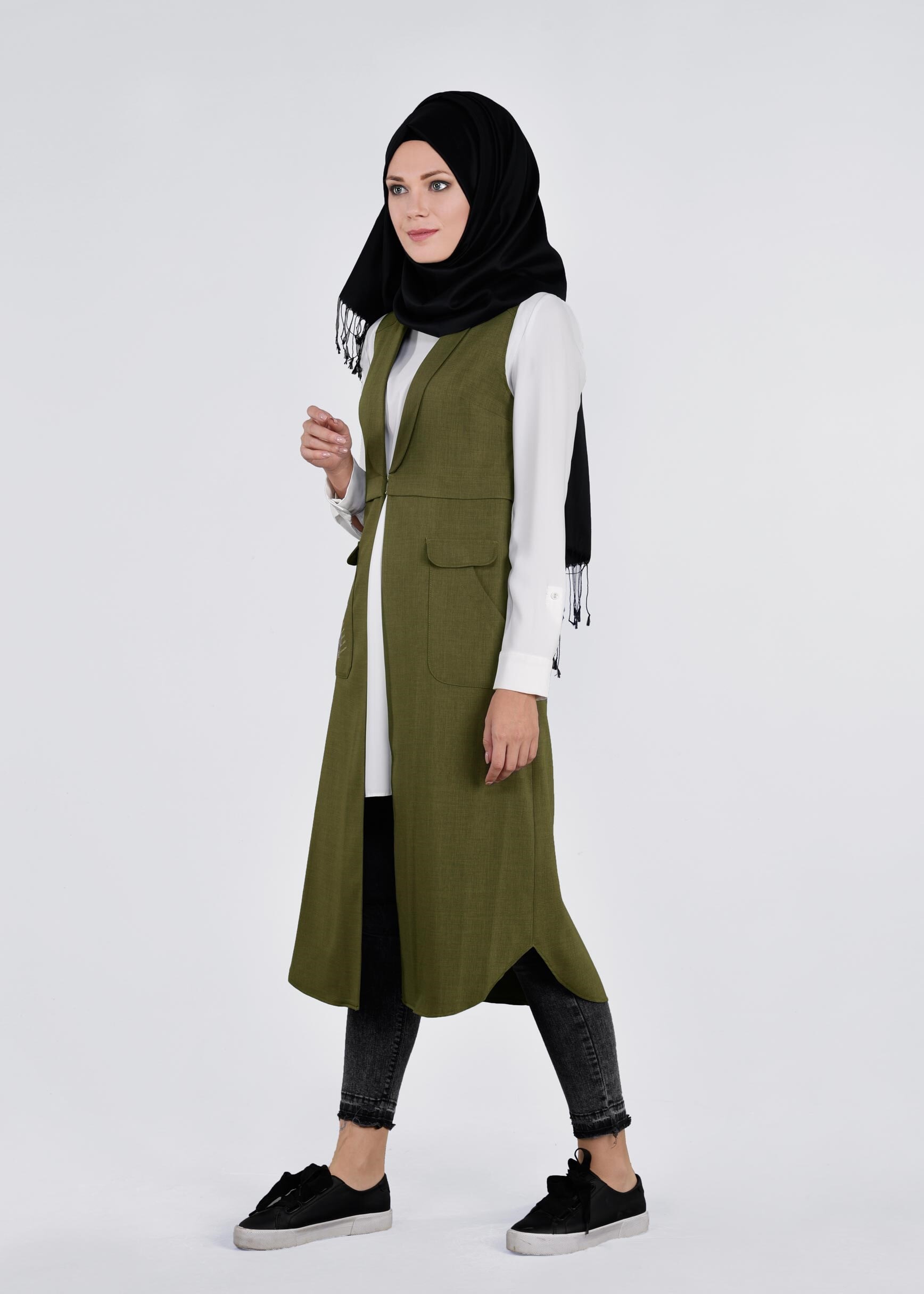 Tesettür giyim YEŞİL 4271 STİL 8563 YELEK 38/46 TEK40
