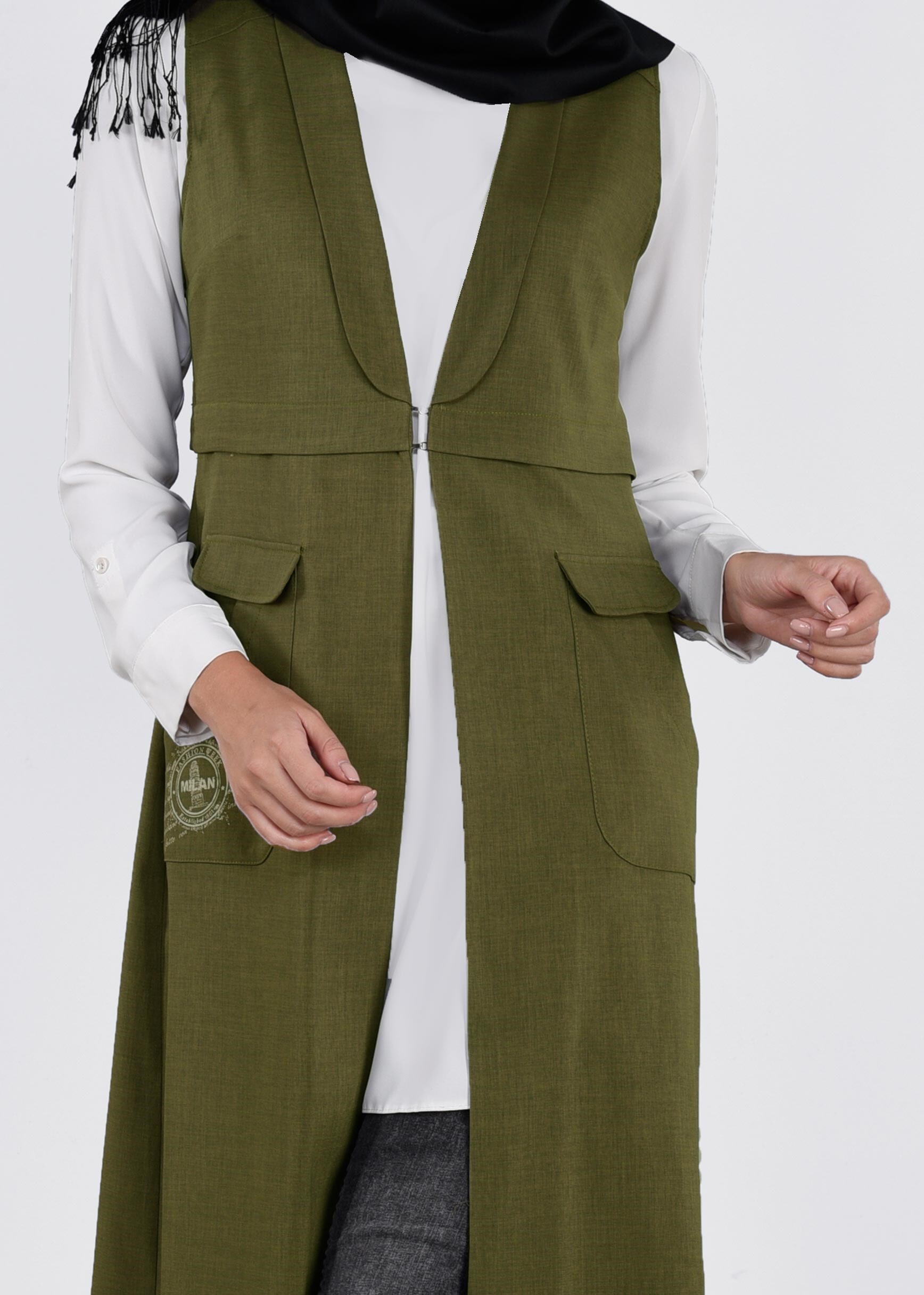 Tesettür giyim YEŞİL 4271 STİL 8563 YELEK 38/46 TEK40