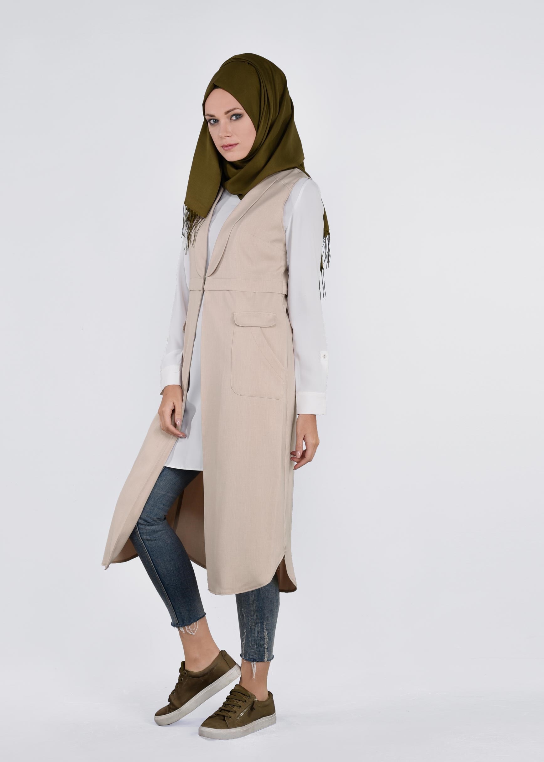 Tesettür giyim BEJ 4271 STİL 8563 YELEK 38/46 TEK40