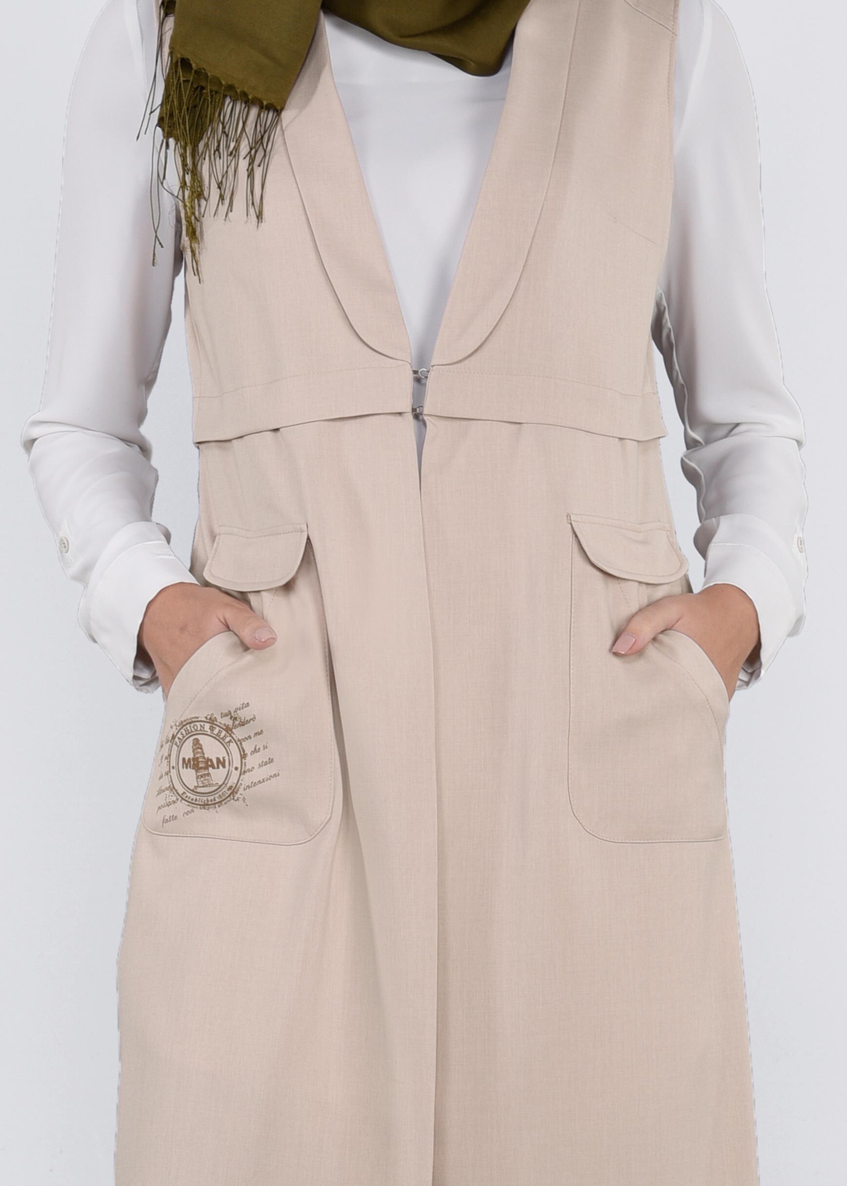 Tesettür giyim BEJ 4271 STİL 8563 YELEK 38/46 TEK40