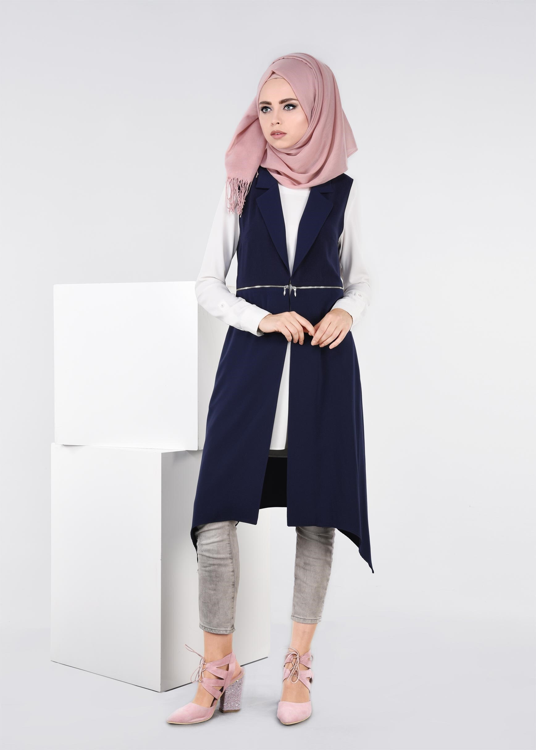 Tesettür giyim LACİVERT 4273 VİRONA YELEK 38/46 TEK40