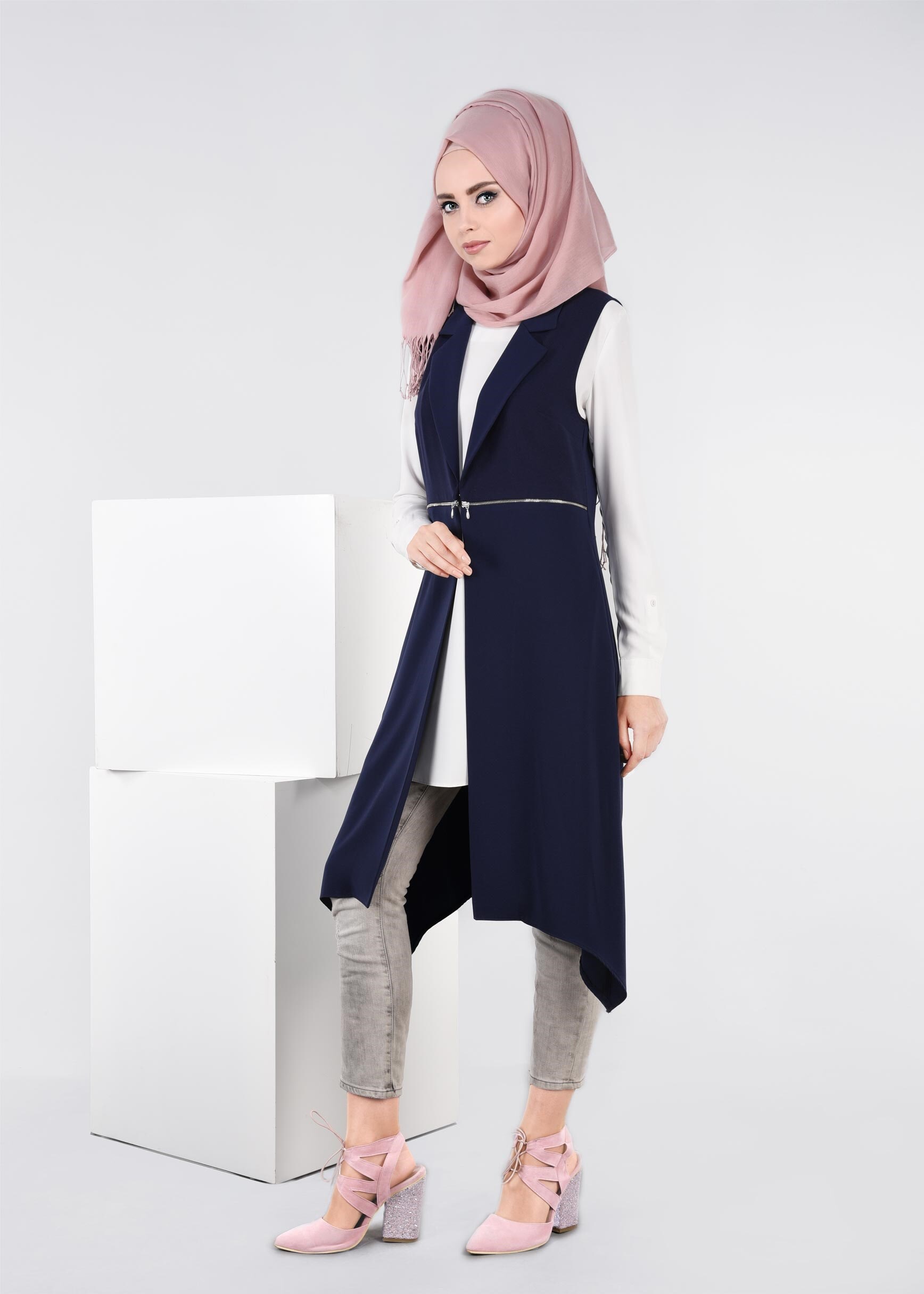 Tesettür giyim LACİVERT 4273 VİRONA YELEK 38/46 TEK40