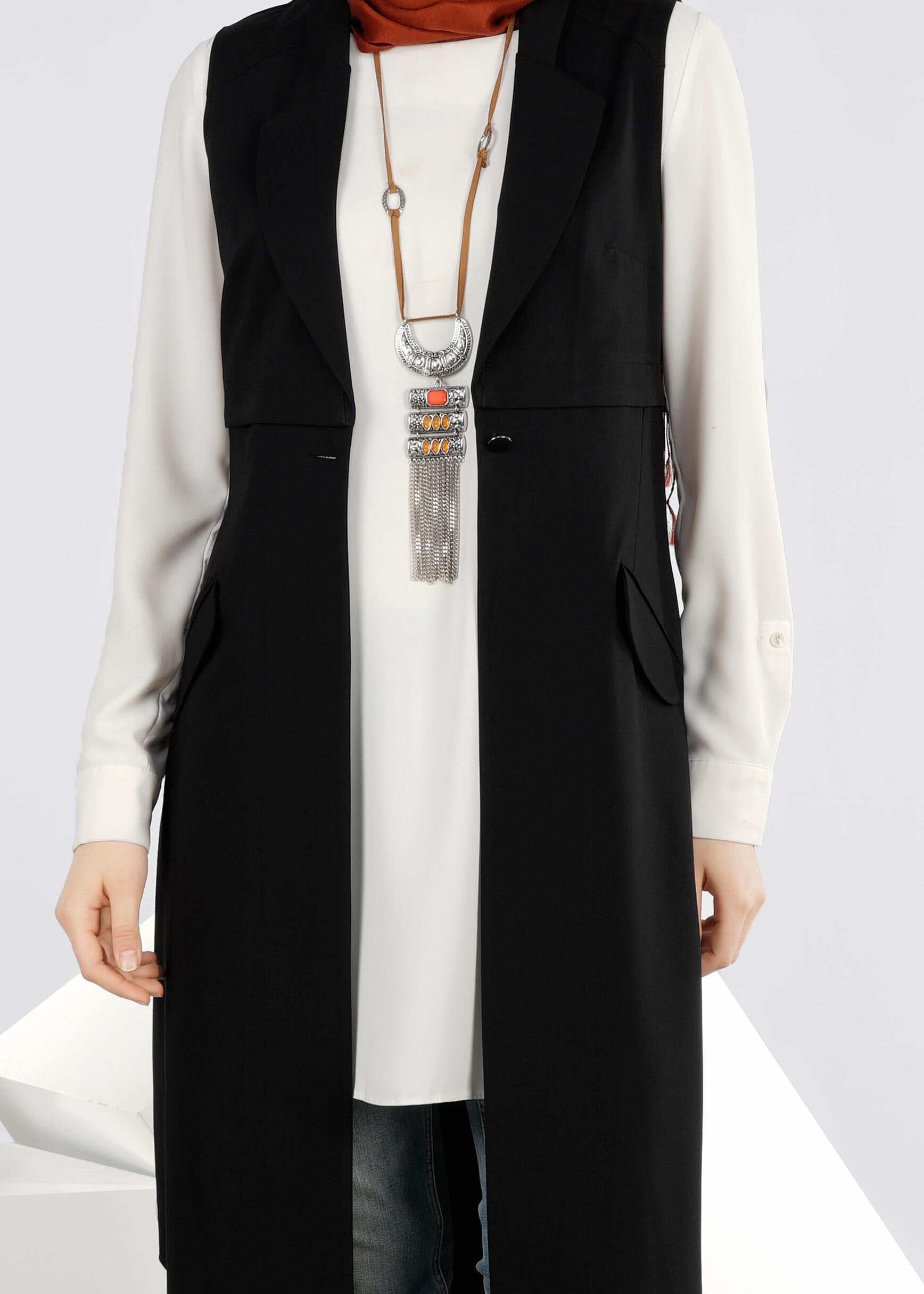 Tesettür giyim SİYAH 4274 STİL 8563 YELEK 38/46 TEK40