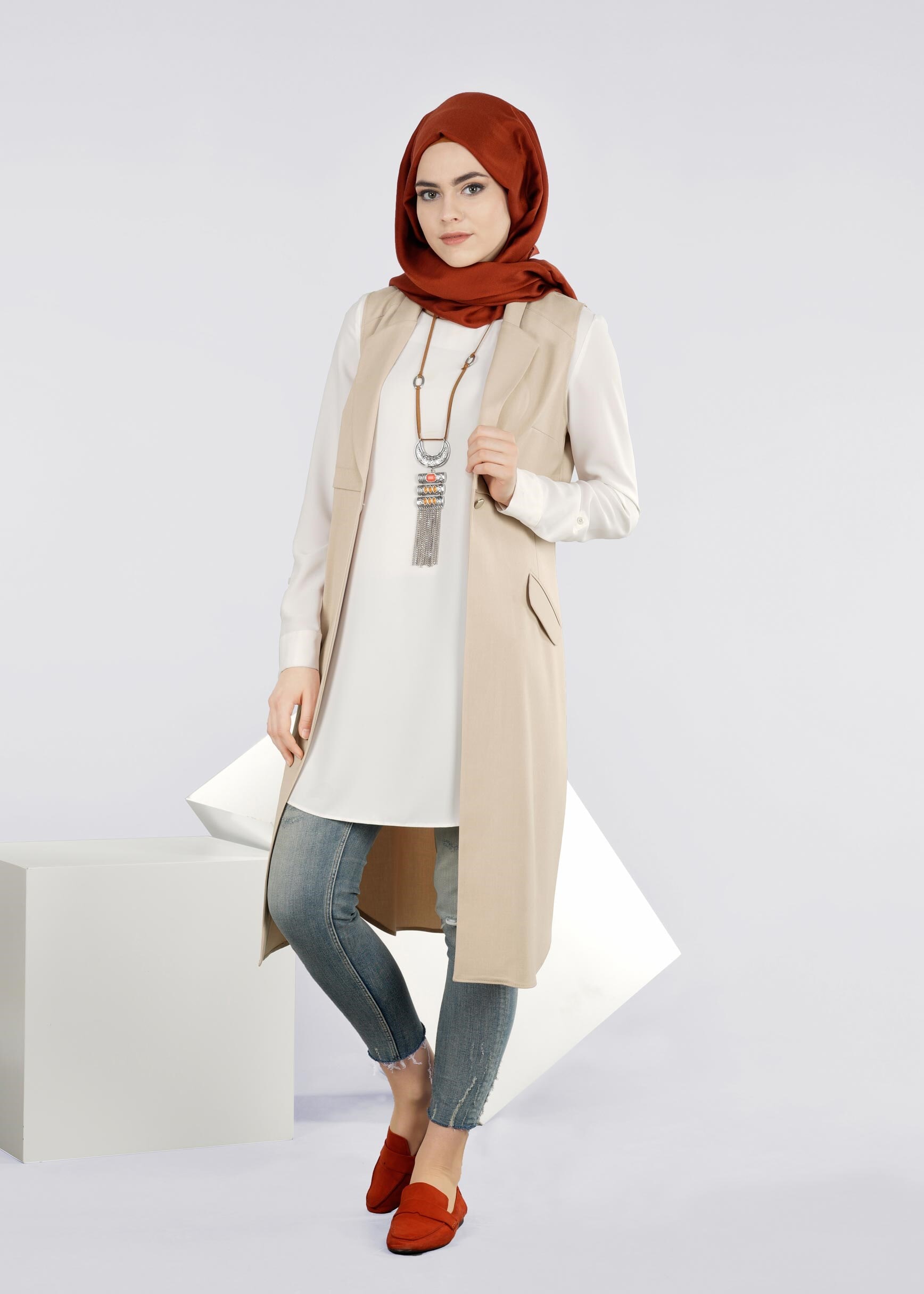 Tesettür giyim BEJ 4274 STİL 8563 YELEK 38/46 TEK40