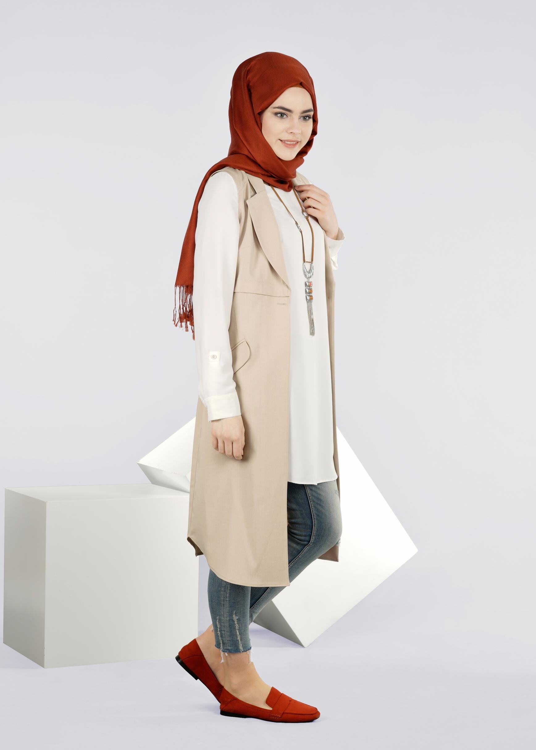 Tesettür giyim BEJ 4274 STİL 8563 YELEK 38/46 TEK40