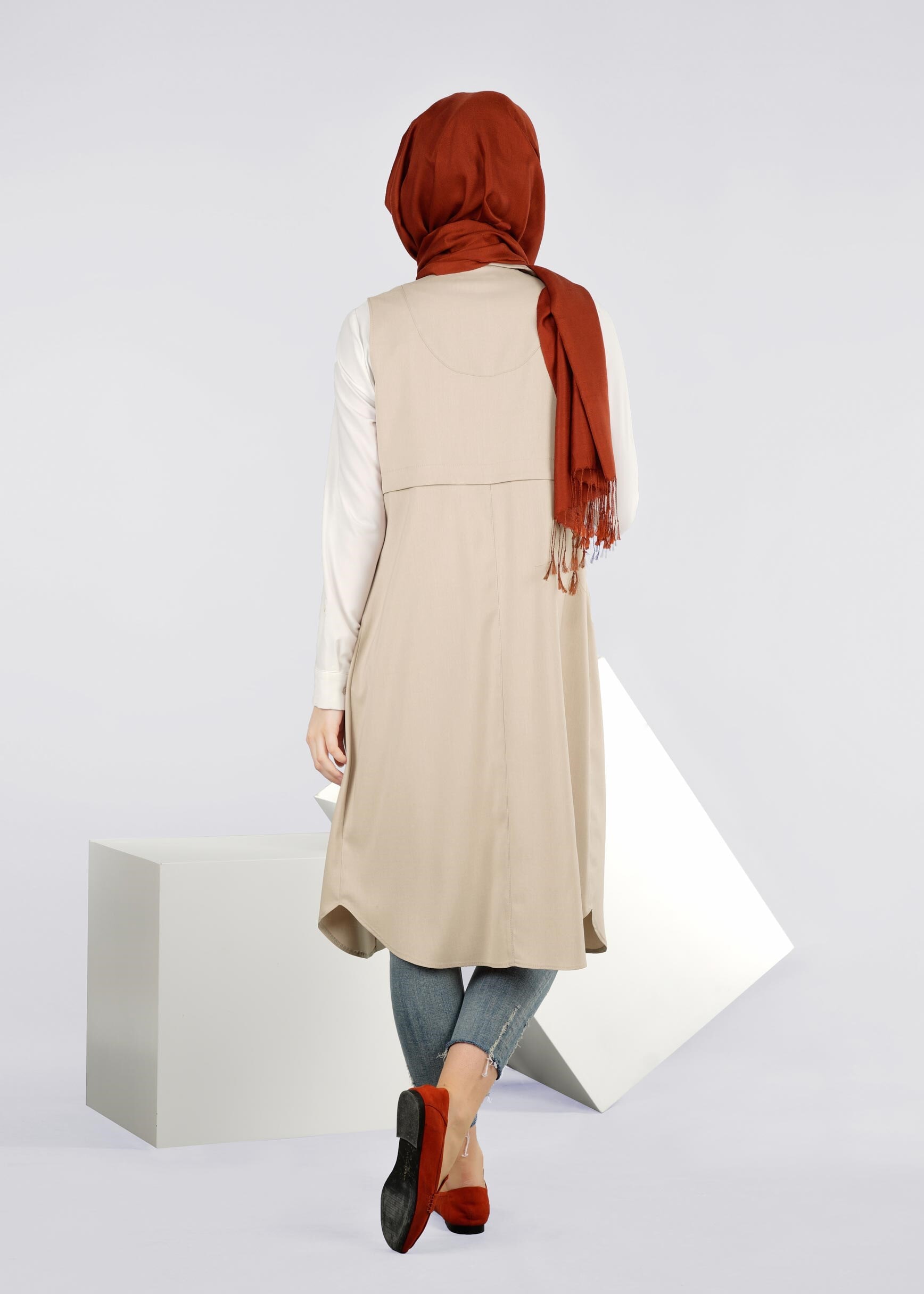 Tesettür giyim BEJ 4274 STİL 8563 YELEK 38/46 TEK40