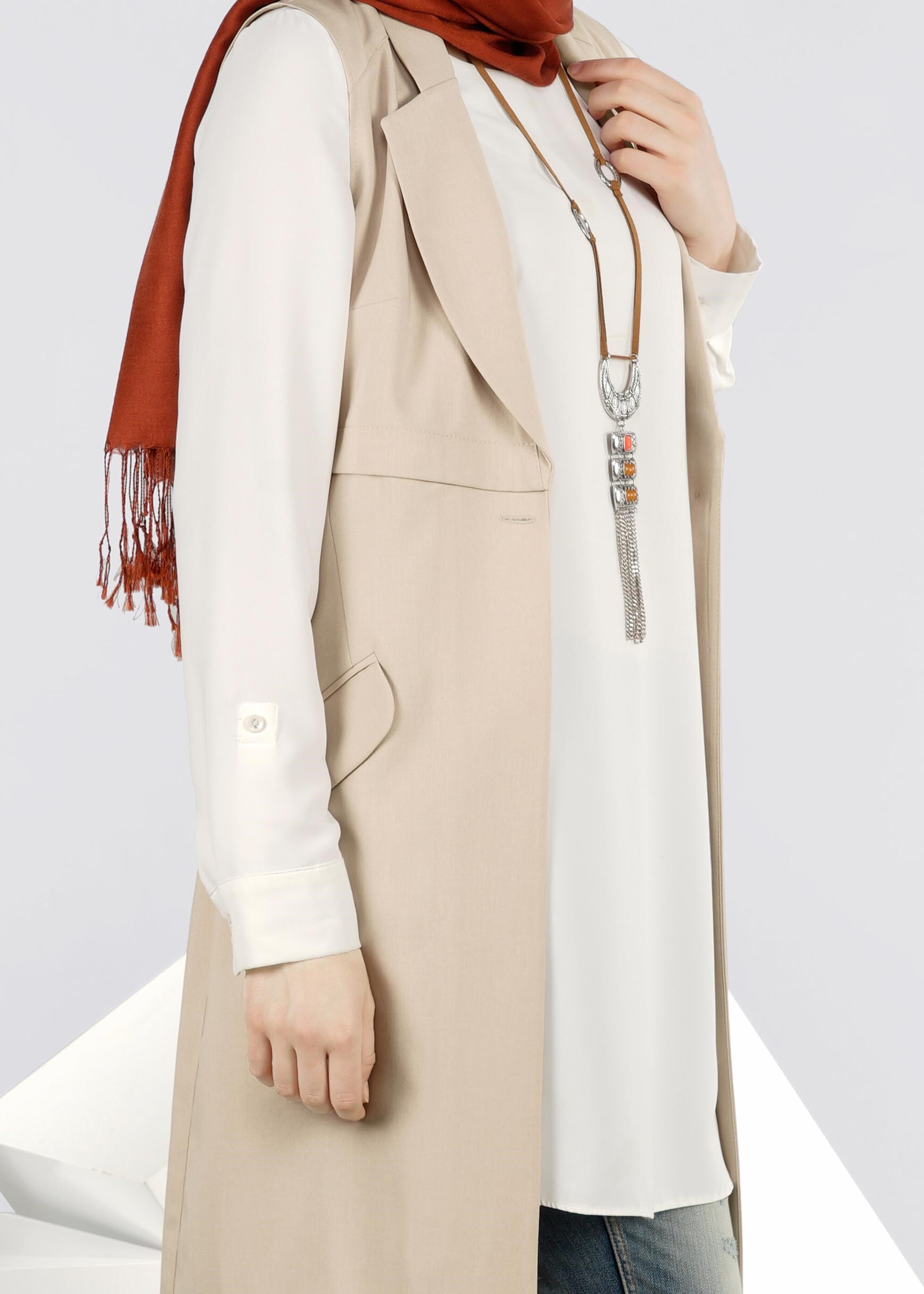 Tesettür giyim BEJ 4274 STİL 8563 YELEK 38/46 TEK40